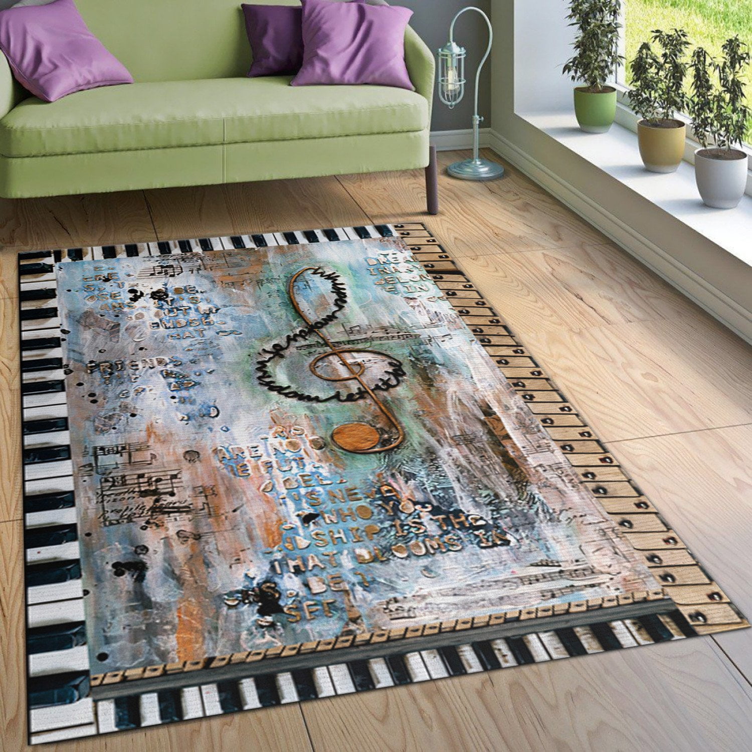 Music Note Rug Housewarming Gift Ideas Living Room Rug Home Decor