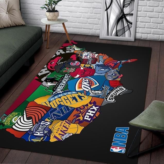 Nba Teams Map Area Rug Home Decor US Decor - Indoor Outdoor Rugs