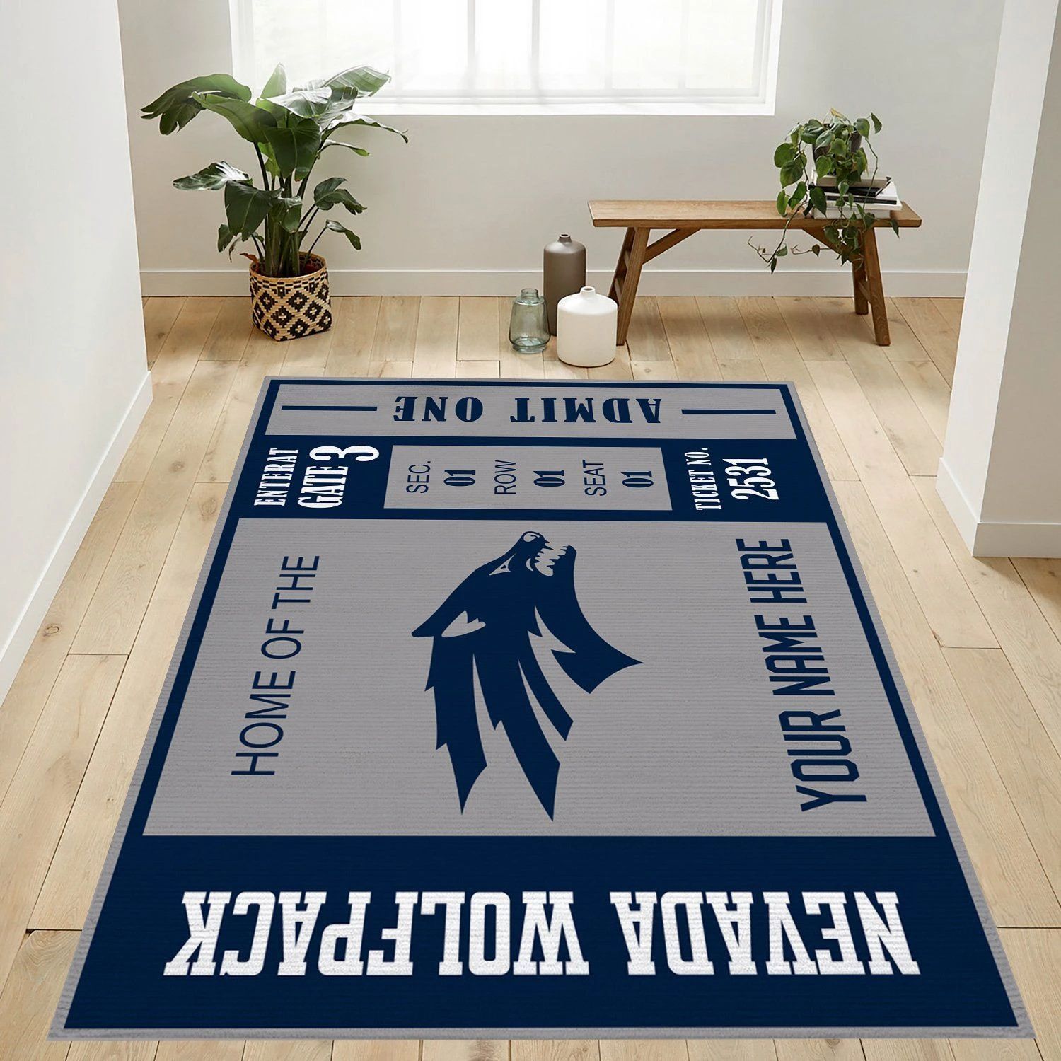 Nevada Wolfpack Ncaa Customizable Rug For Gift