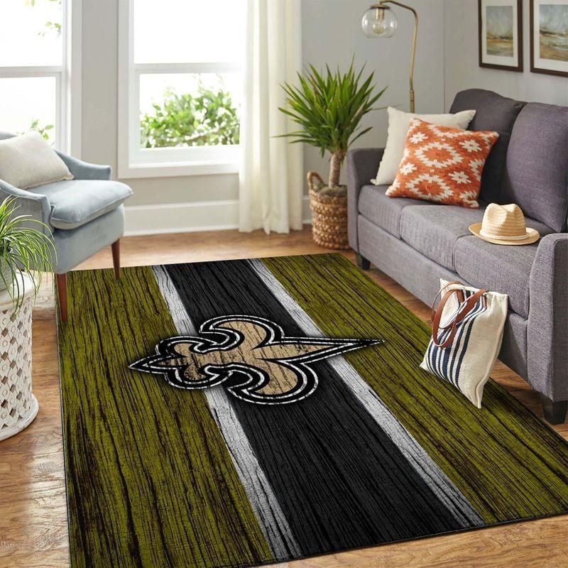 New Orleans Saints Nfl Rug Room Carpet Sport Custom Area Floor Home Decor - Indoor Outdoor Rugs