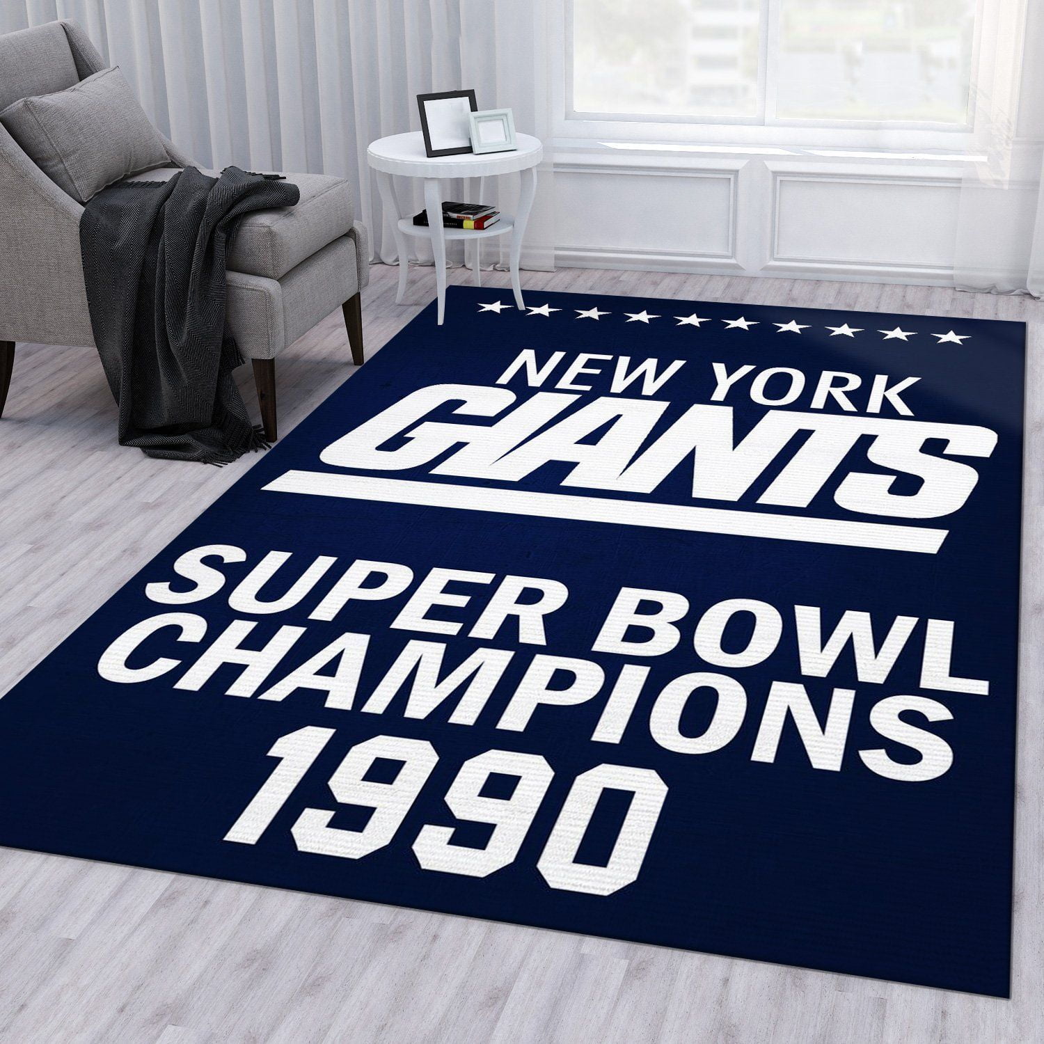 New York Giants 1990 Nfl Football Team Area Rug For Gift Living Room Rug Home US Decor - Indoor Outdoor Rugs