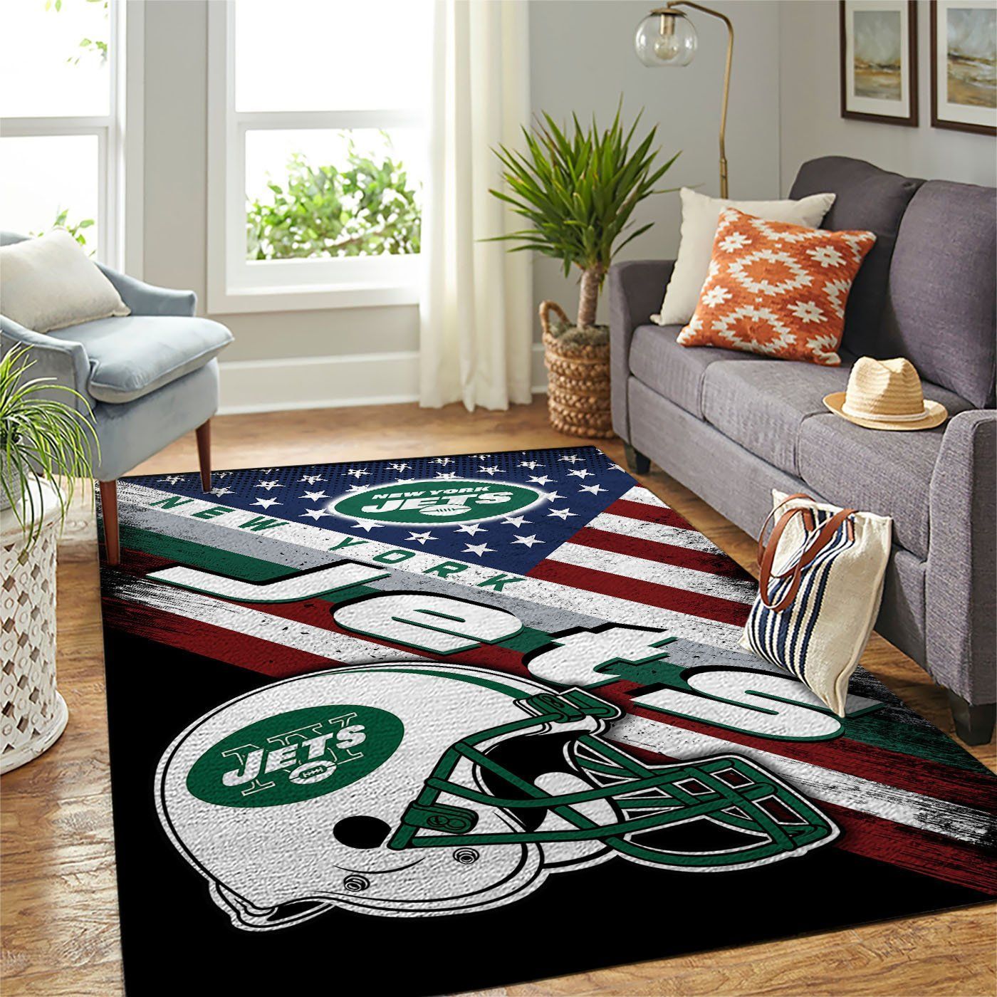 New York Jets Nfl Team Logo American Style Nice Gift Home Decor Rectangle Area Rug - Indoor Outdoor Rugs