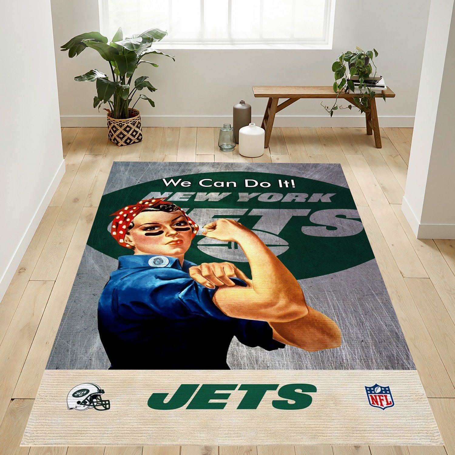 New York Jets Nfl Team Logo Rug Bedroom Rug US Gift Decor - Indoor Outdoor Rugs