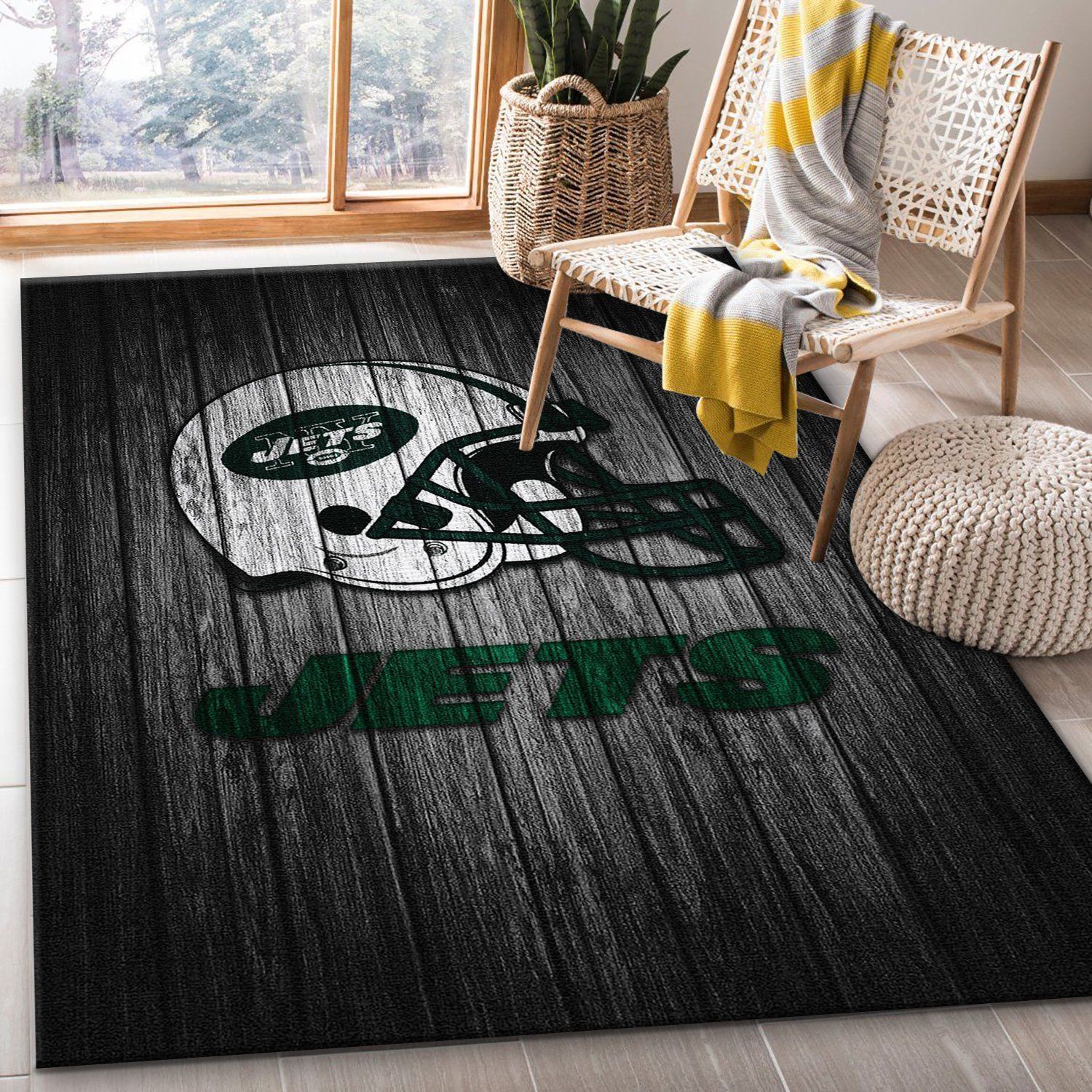 New York Jets Nfl Team Rug Bedroom Rug Home Decor Floor Decor - Indoor Outdoor Rugs