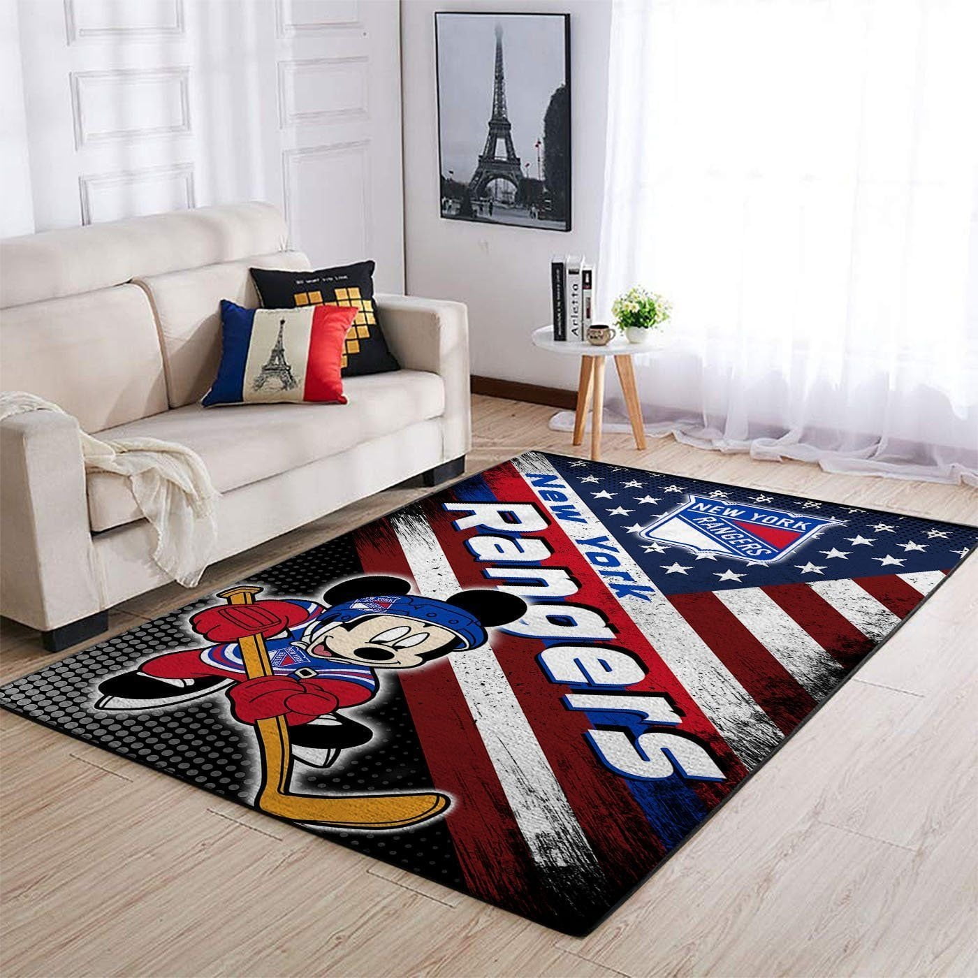 New York Rangers Nhl Team Logo Mickey Us Style Nice Gift Home Decor Rectangle Area Rug - Indoor Outdoor Rugs
