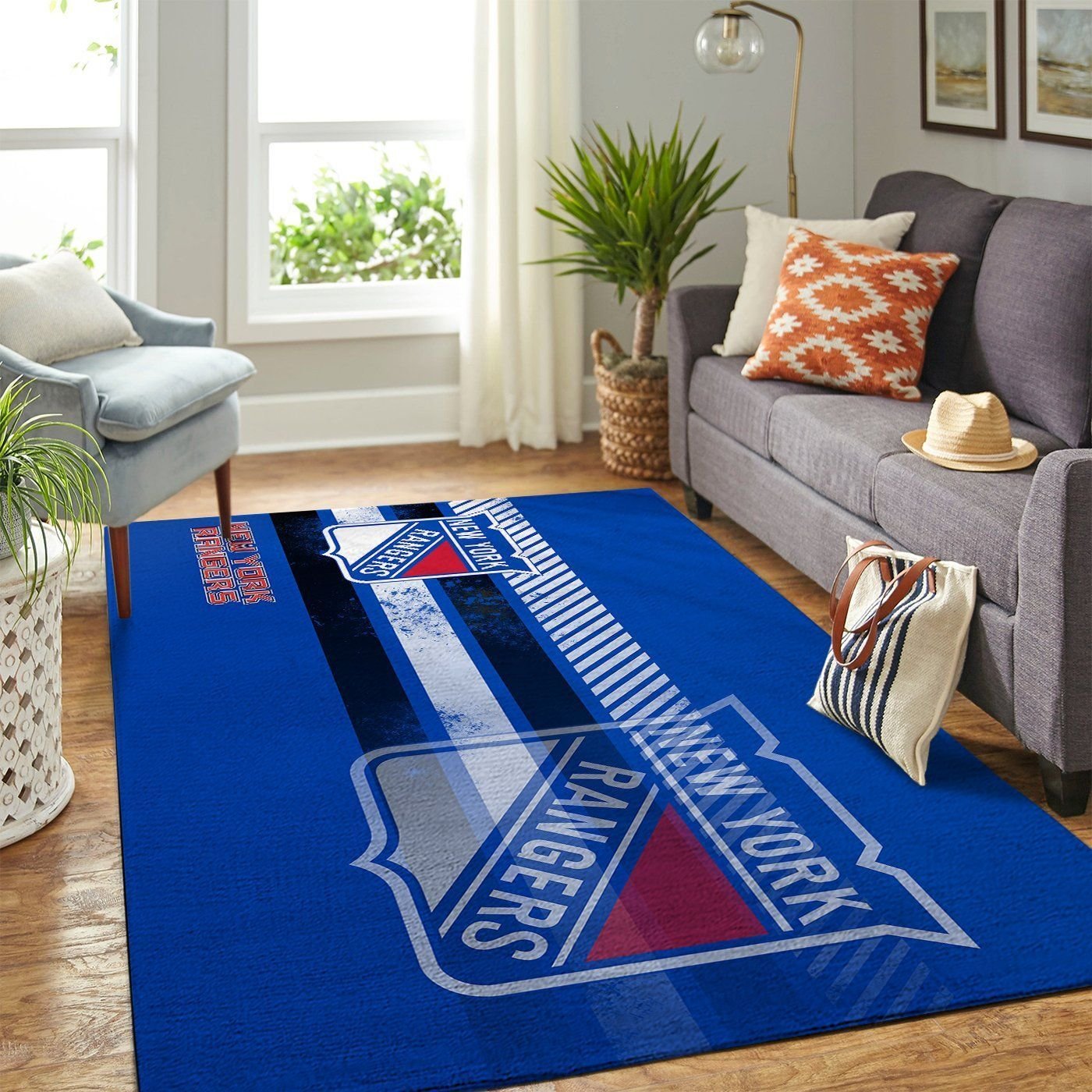 New York Rangers Nhl Team Logo Nice Gift Home Decor Rectangle Area Rug - Indoor Outdoor Rugs