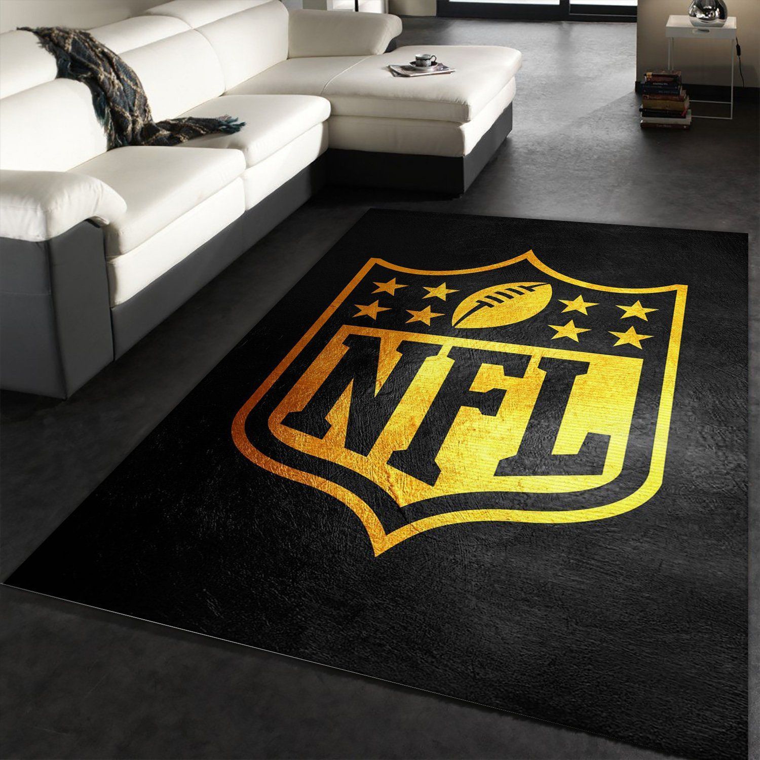 Nfl Black And Gold NFL Team Logos Area Rug, Kitchen Rug, US Gift Decor - Indoor Outdoor Rugs