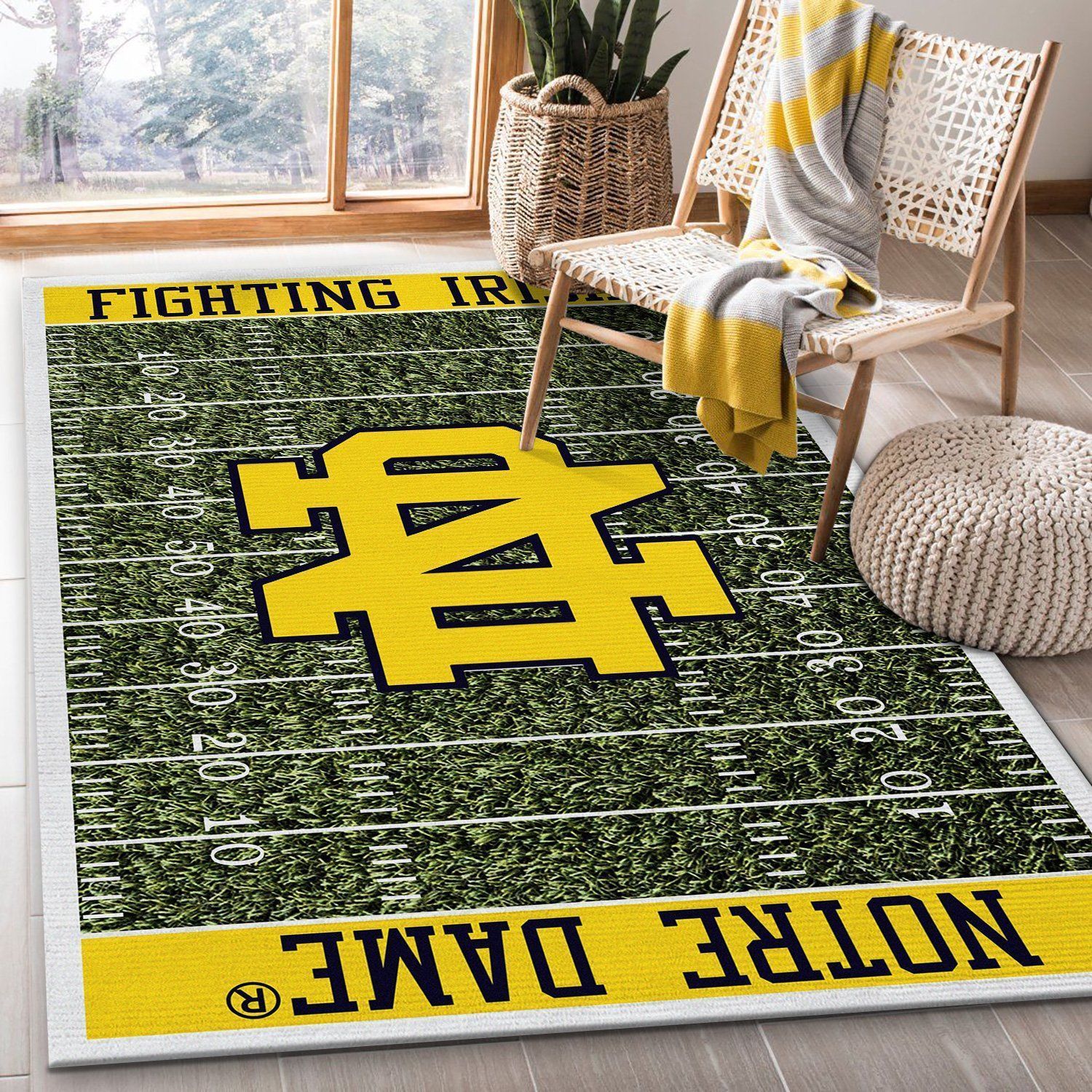 Nfl Football Fans Notre Dame Fighting Irish Home Field Area Rug Sport Home Decor - Indoor Outdoor Rugs