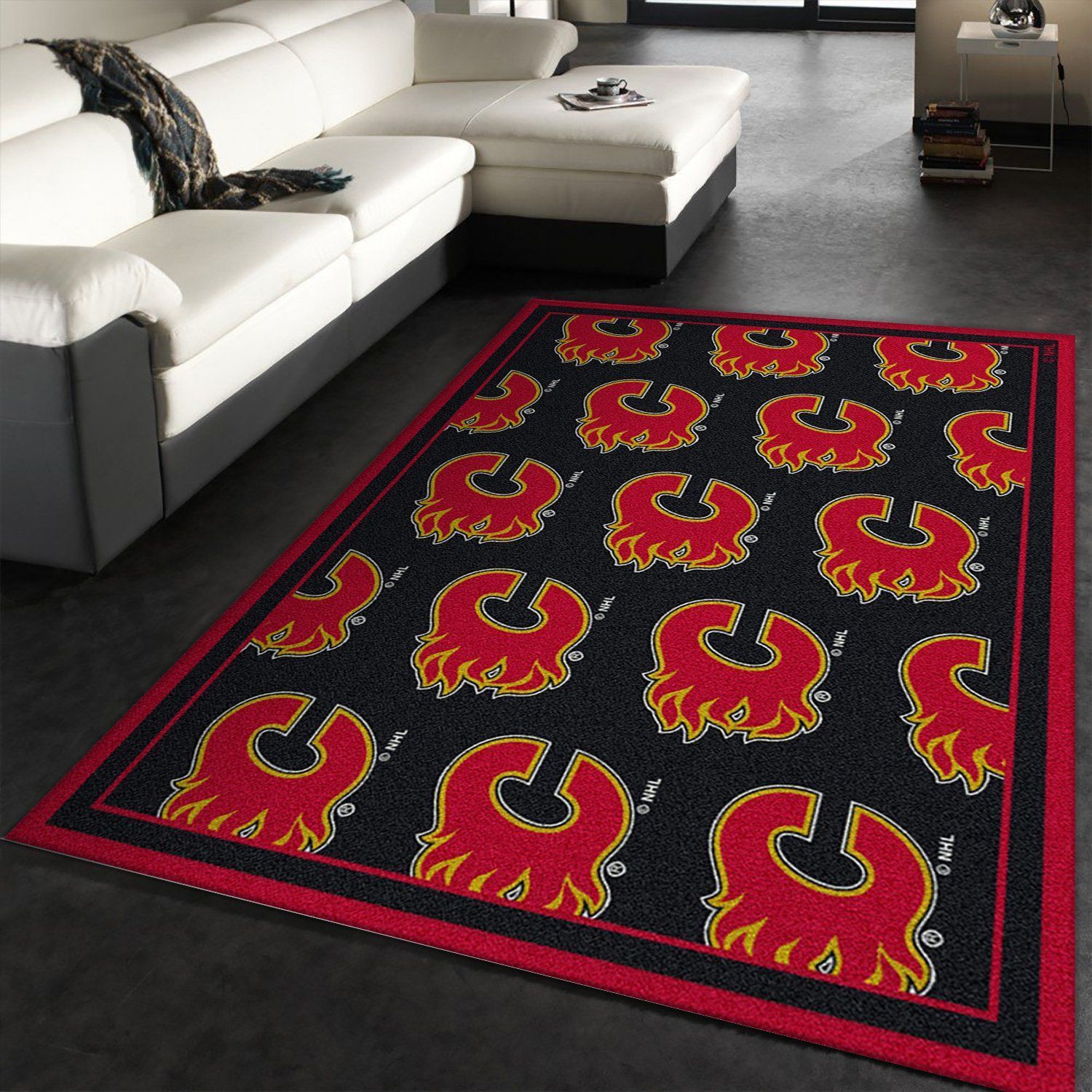 Nhl Repeat Calgary Flames Area Rug For Christmas, Kitchen Rug, Home US Decor - Indoor Outdoor Rugs