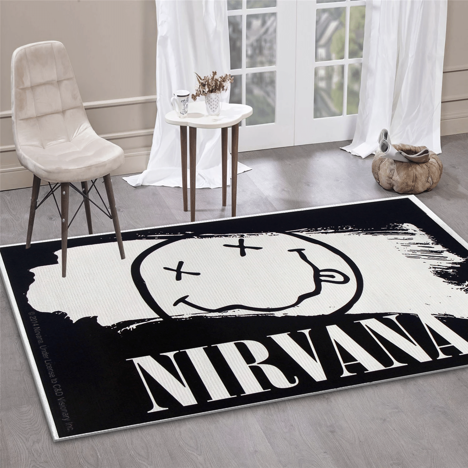 Nirvana Face Icon Music Area Rug For Christmas