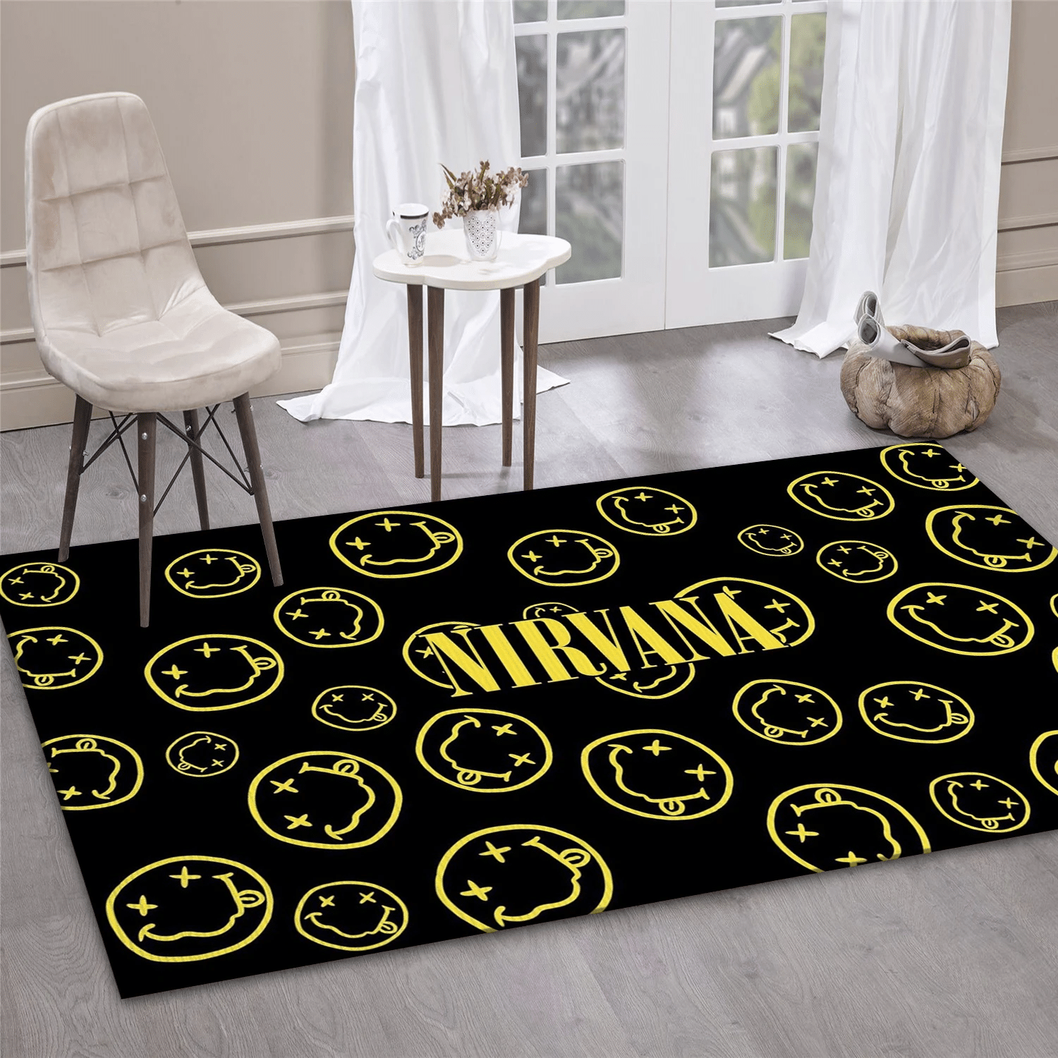 Nirvana Smiley Face Music Area Rug