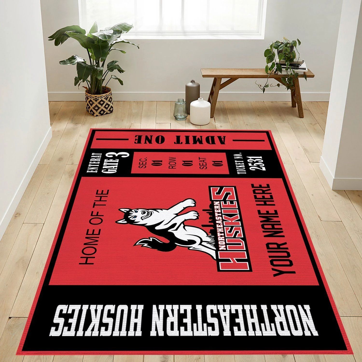 Northeastern Huskies Ncaa Customizable Rug