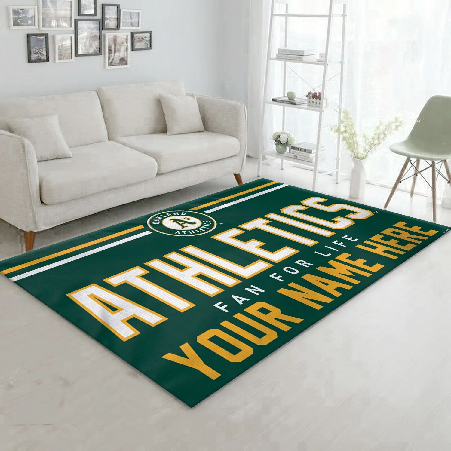 Oakland Athletics Personalized MLB Reangle Area Rug, Living Room Rug - Home Decor - Indoor Outdoor Rugs