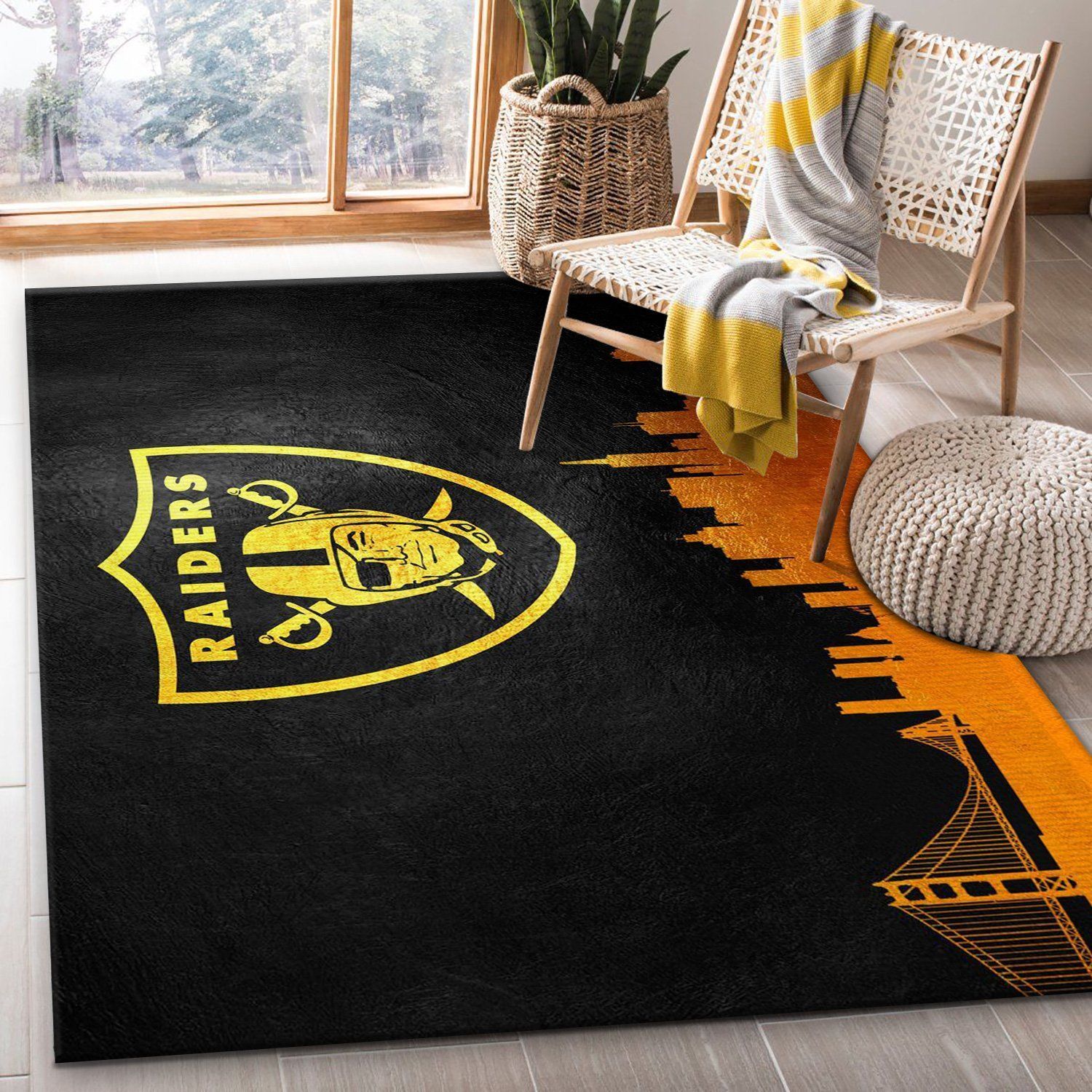 Oakland Raiders Skyline NFL Area Rug