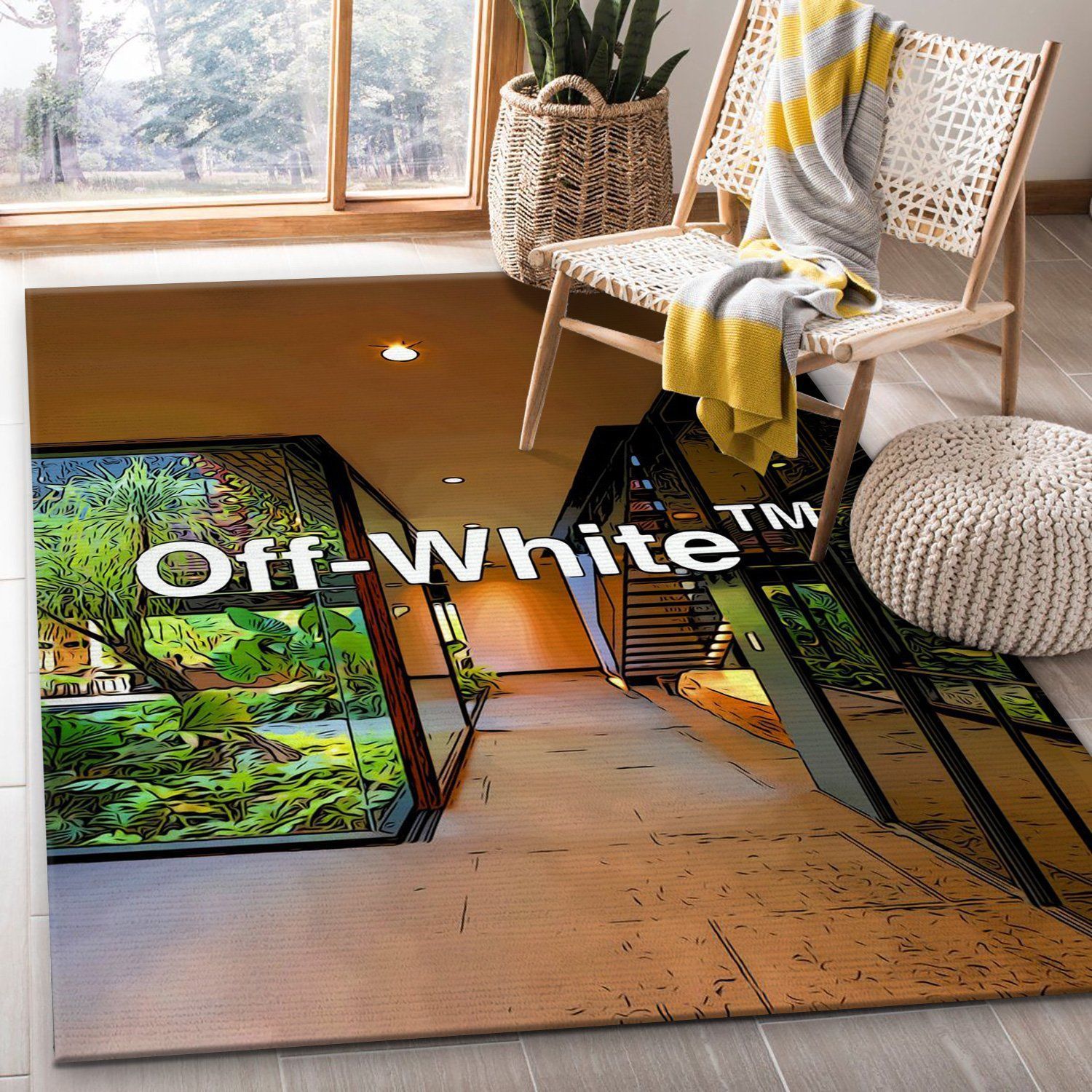 Off White Poster Area Rug Fashion Brand Rug Home Decor Floor Decor - Indoor Outdoor Rugs