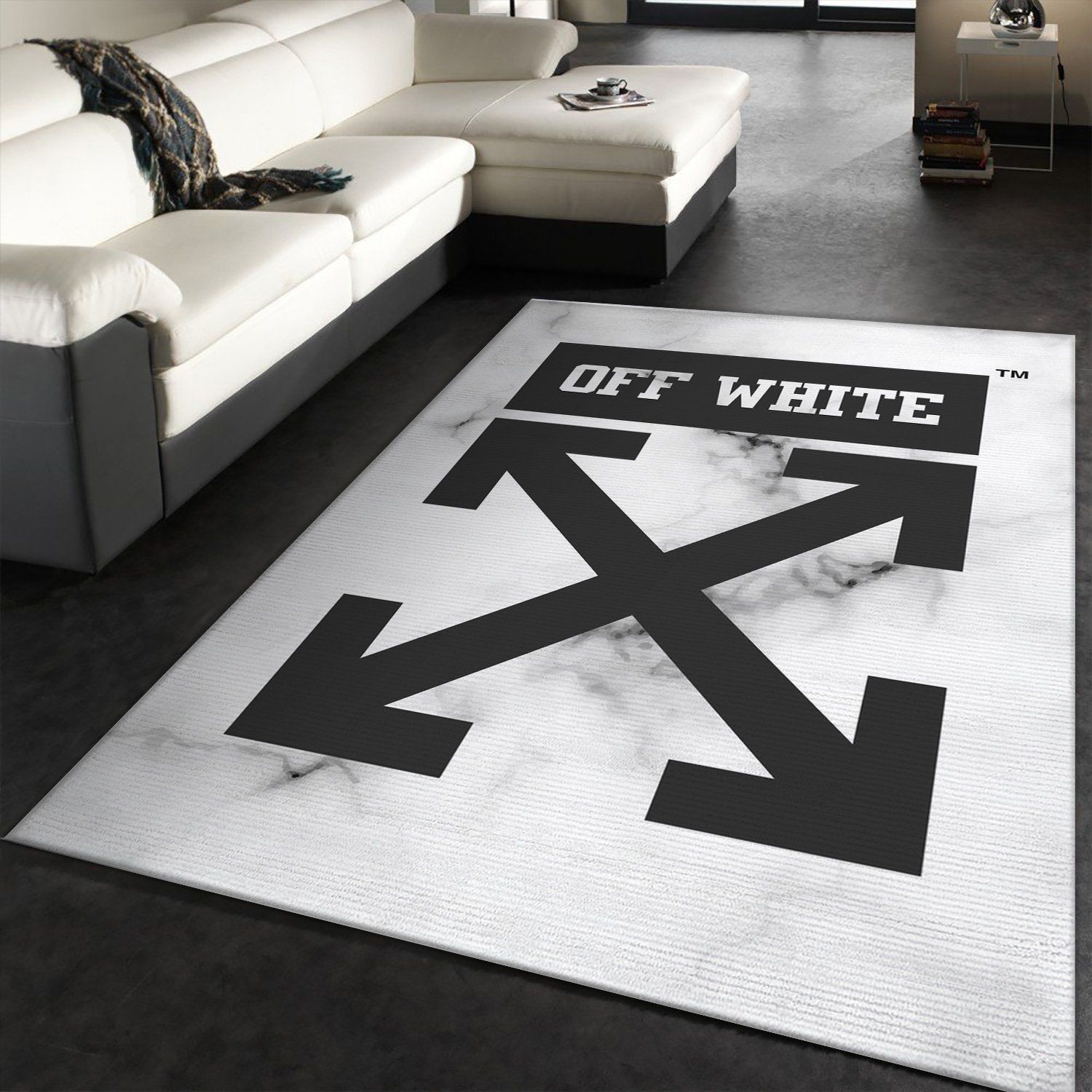 Off White Rectangle Rug Fashion Brand Rug Christmas Gift US Decor - Indoor Outdoor Rugs