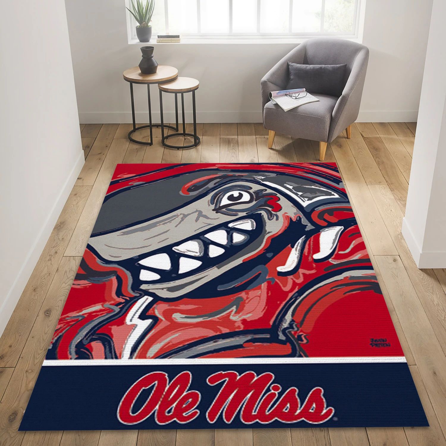 Ole Miss Rebels College Team Area Rug Carpet