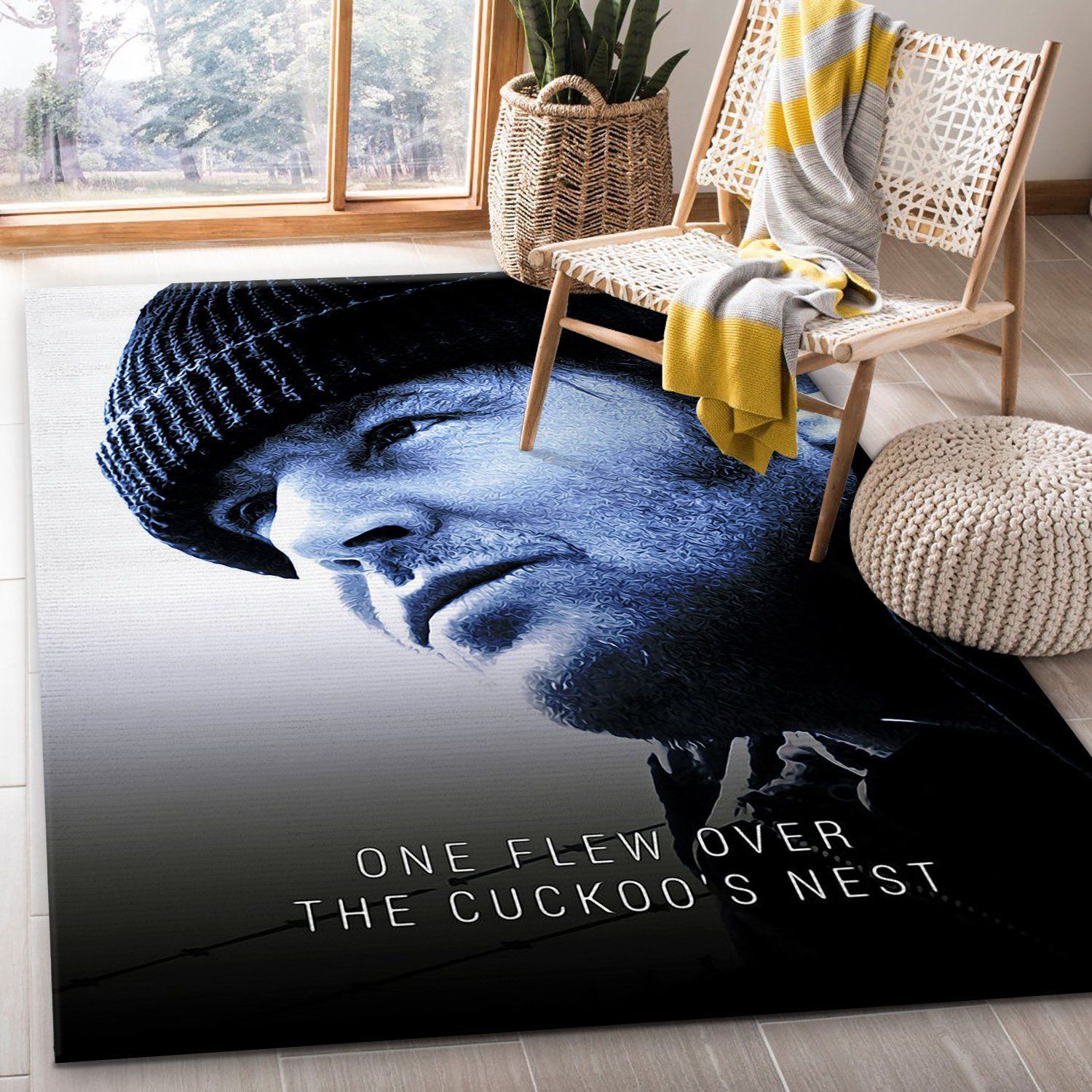 One Flew Rug Art Painting Movie Rugs Home US Decor - Indoor Outdoor Rugs