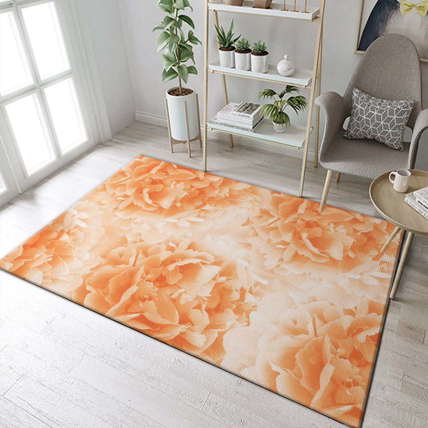 Orange Peonies Dream 1 Area Rug