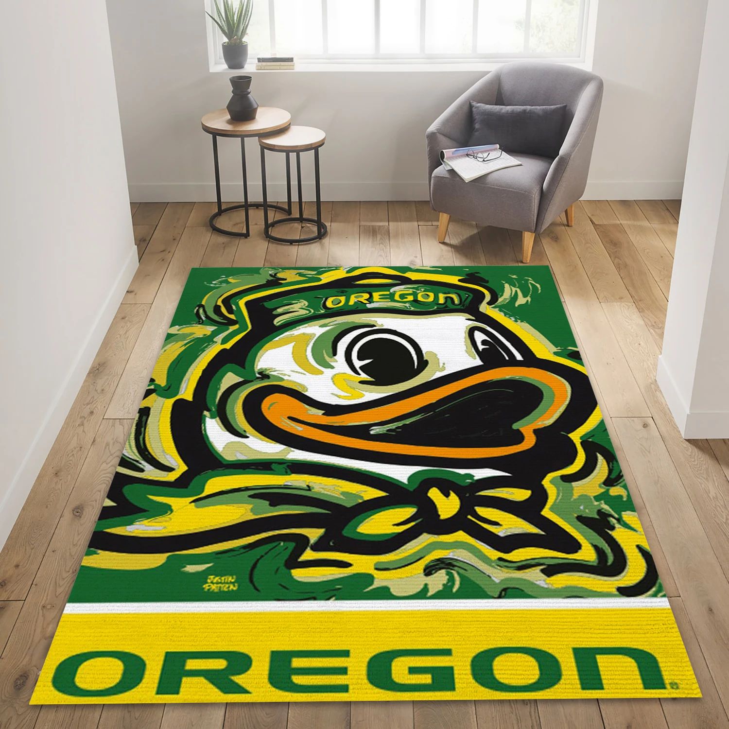 Oregon Ducks College Team Logos Area Rug