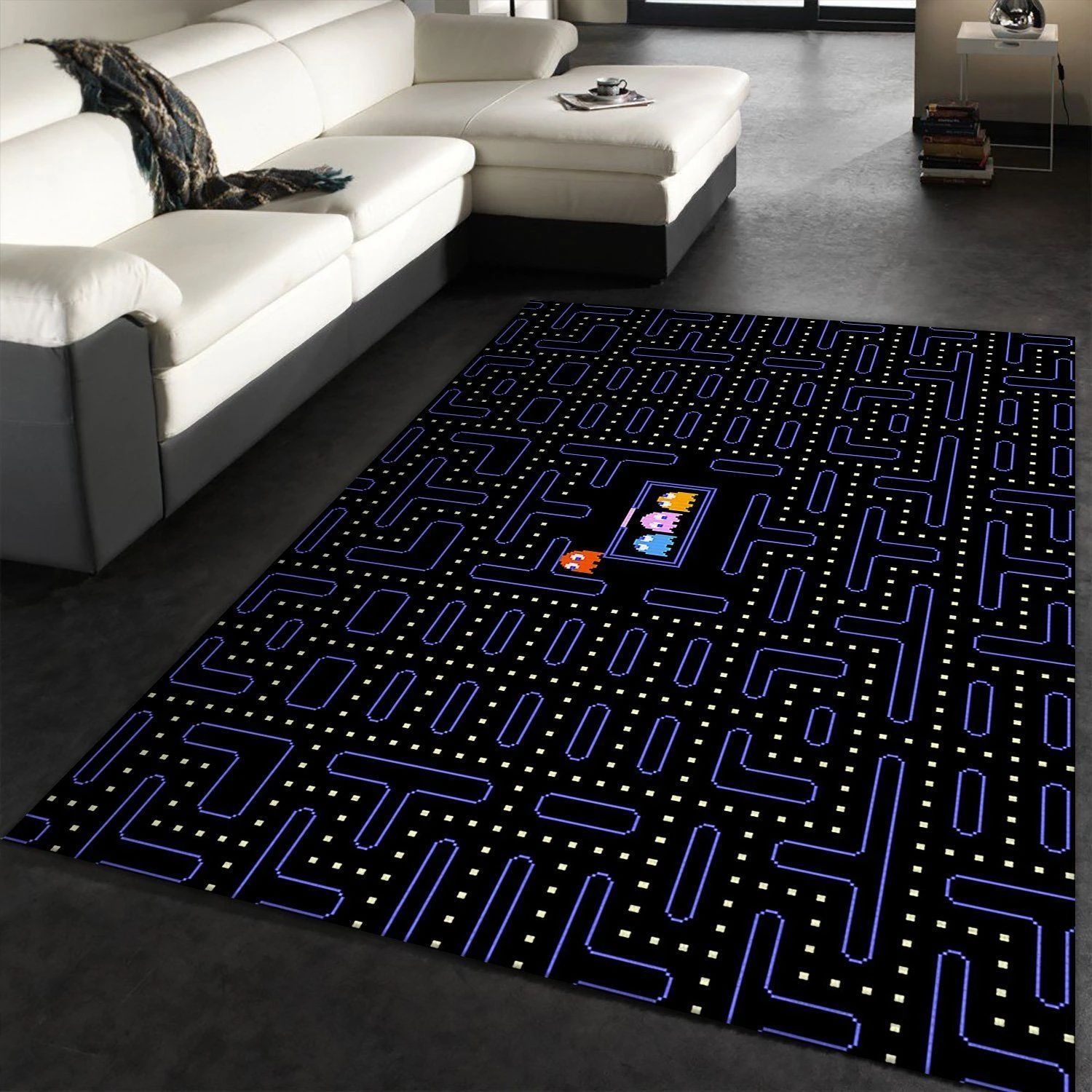 Pac Man Area Rug Carpet Living Room Rugs Floor Decor - Indoor Outdoor Rugs