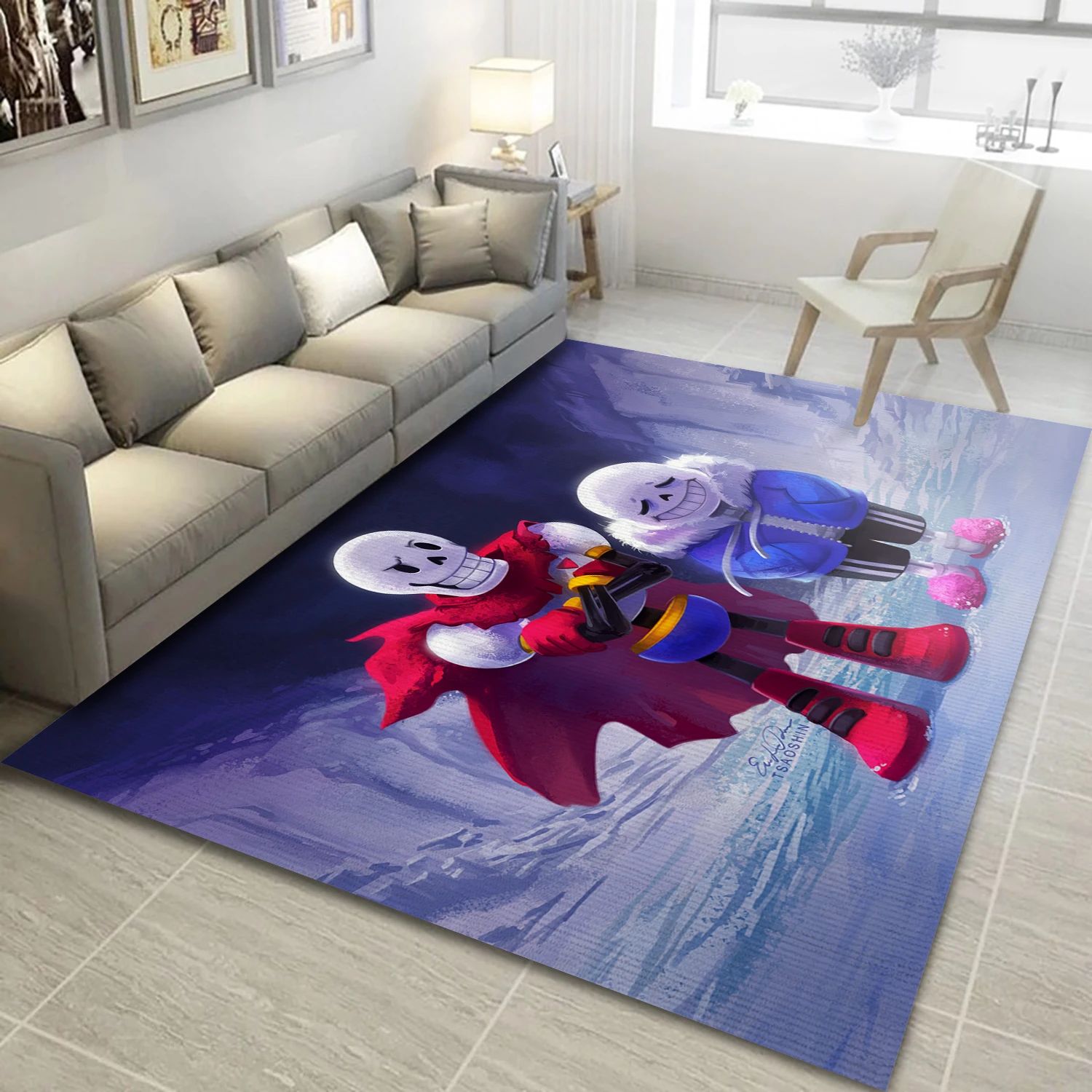 Papyrus And Sans Video Game Area Rug For Christmas