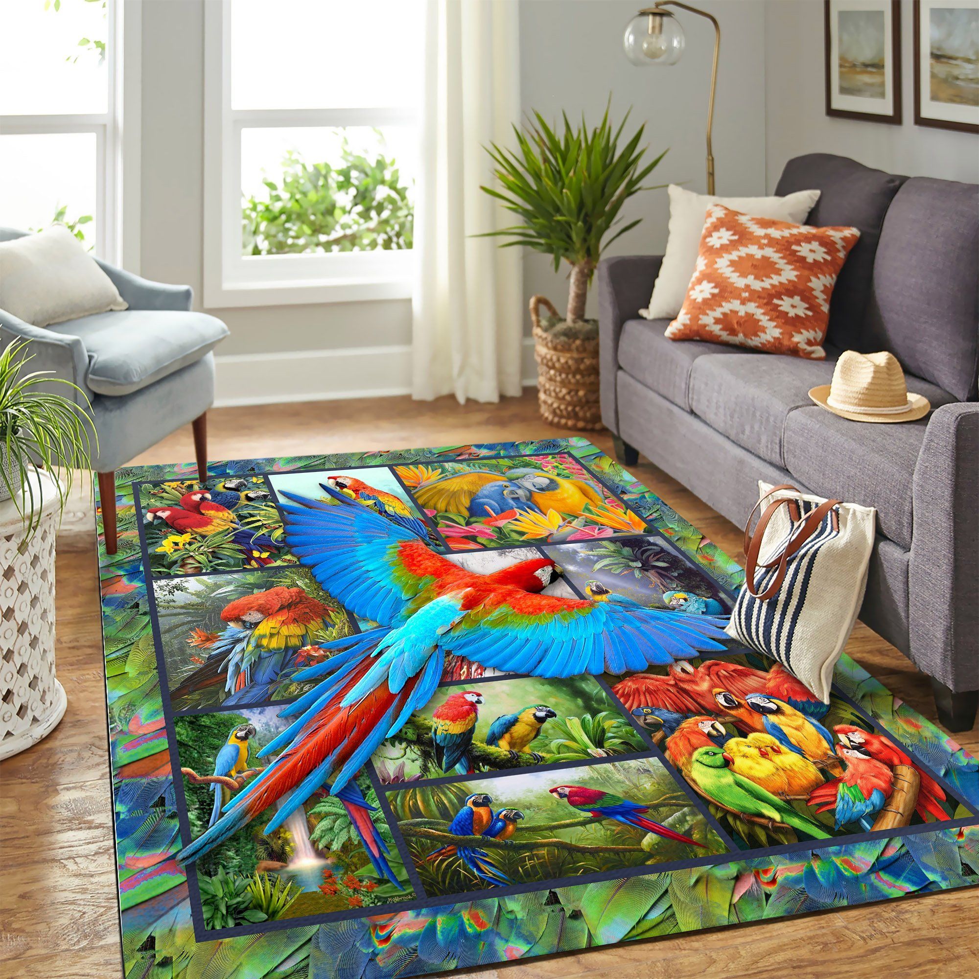Parrot Macaw Quilt Mk Carpet Area Rug Chrismas Gift - Indoor Outdoor Rugs