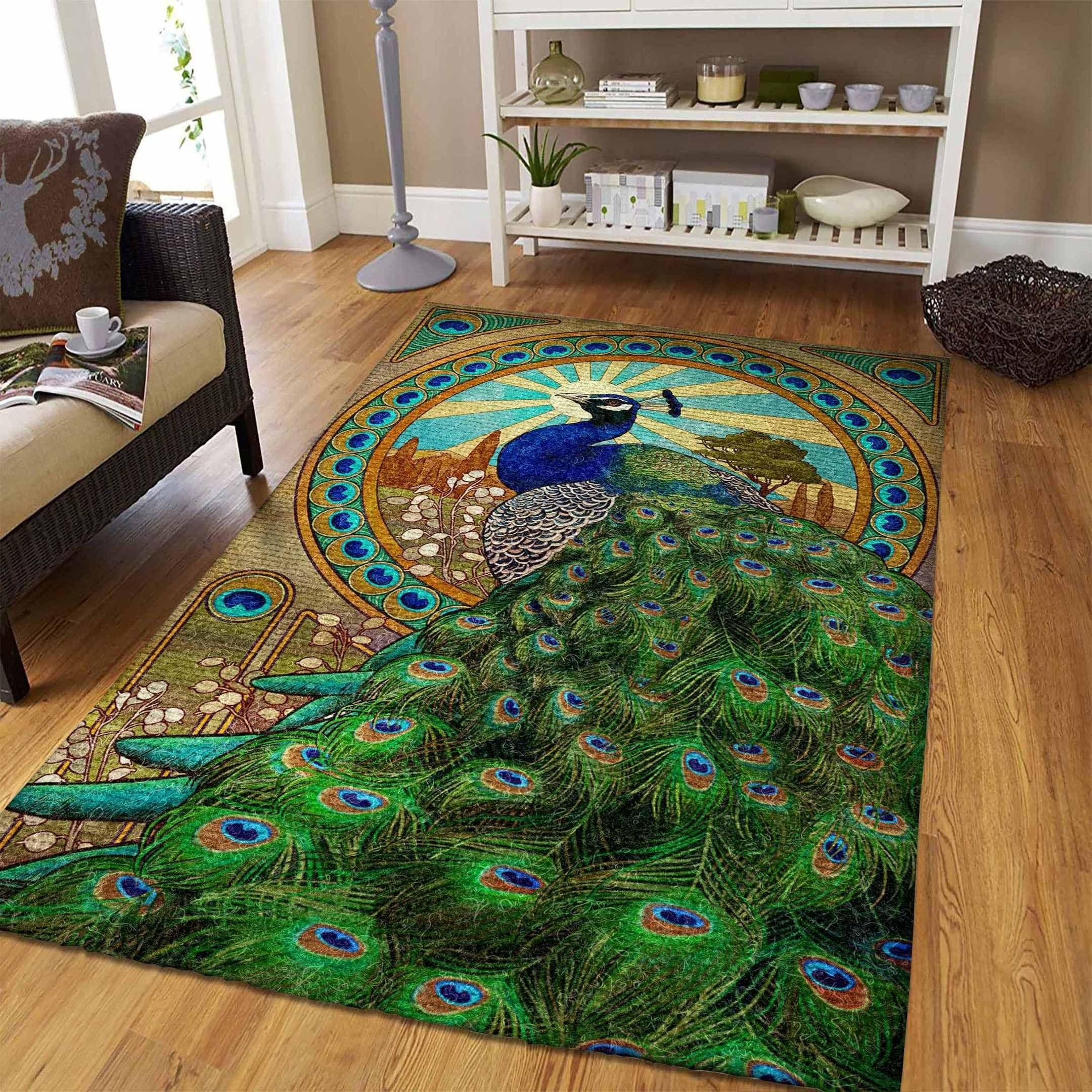 Peacock Rug Chrismas Gift - Indoor Outdoor Rugs