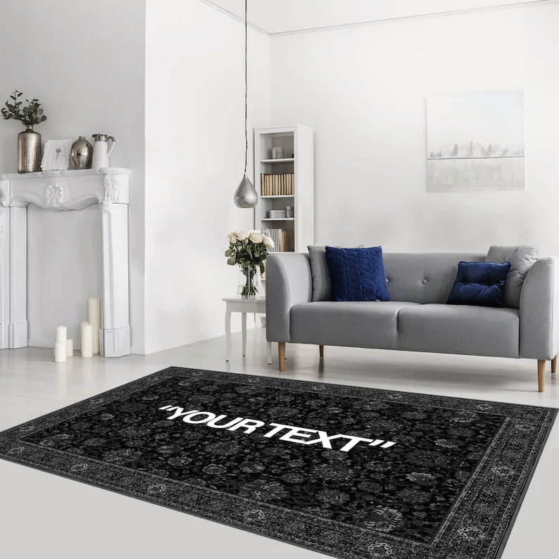 Personalized Off Rug Black White Area Rug Oriental Large Rug Off Keep Washable Floor Rug Living Room EntryWay Carpet - Indoor Outdoor Rugs