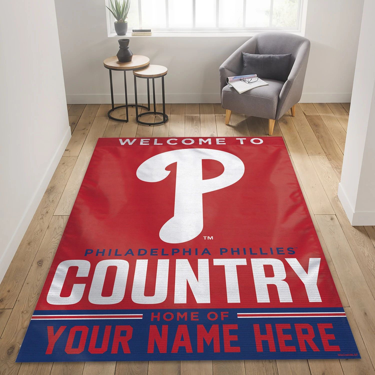 Philadelphia Phillies Personalized MLB Team Logos Area Rug