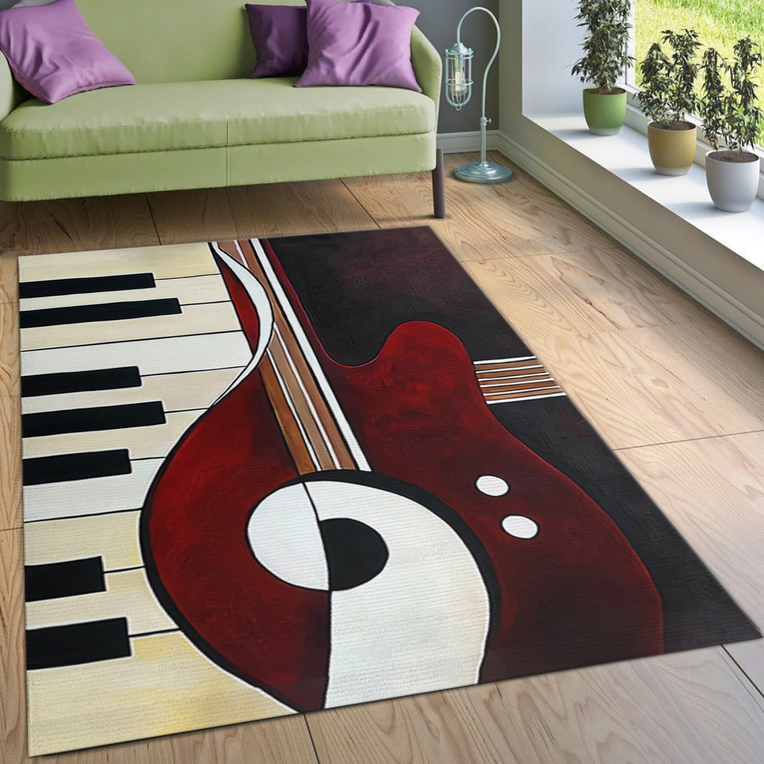 Piano Guitar Area Rugs Living Room Carpet Christmas Gift Floor Decor The US Decor