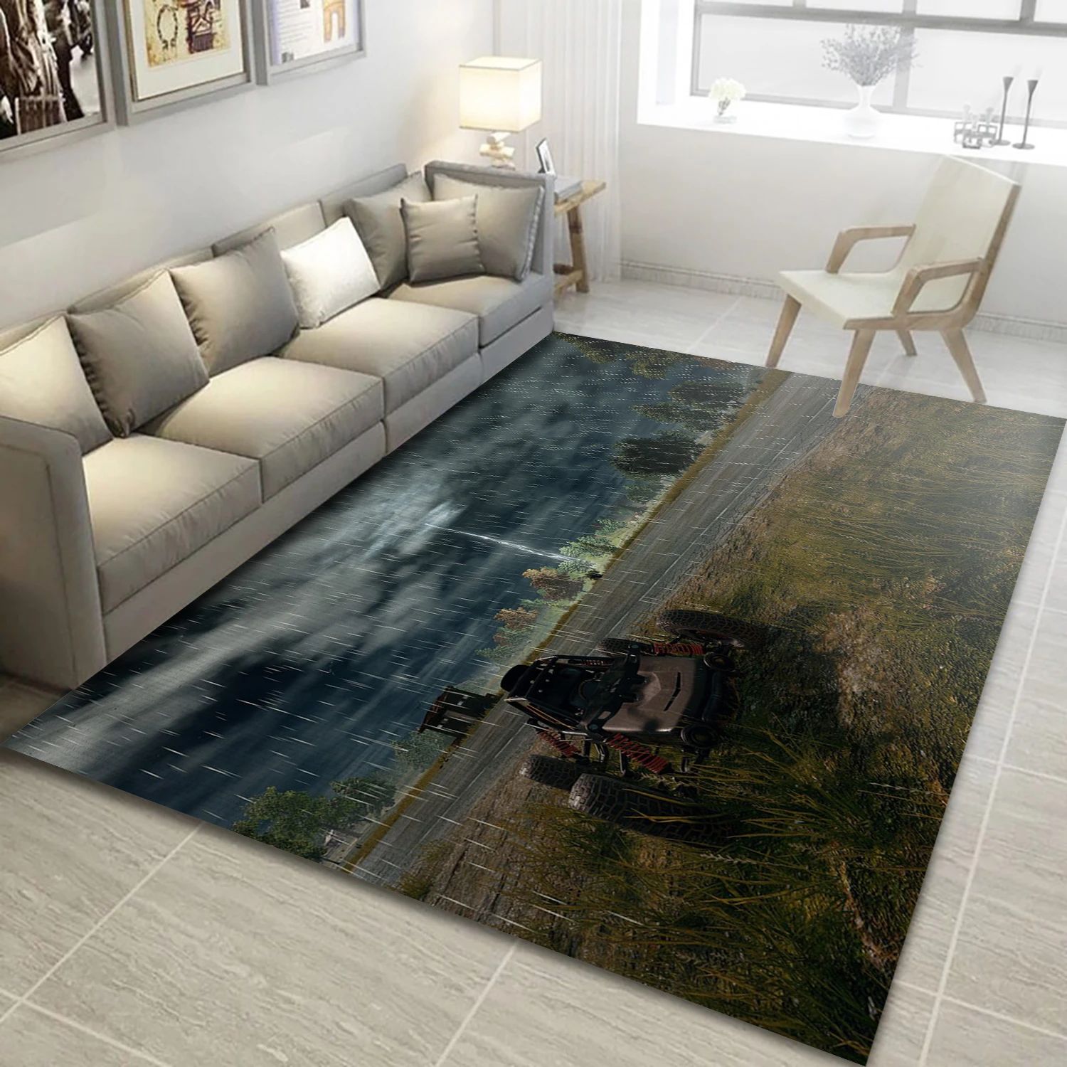 Playerunknowns Battlegrounds Buggy And Rain Game Area Rug Carpet