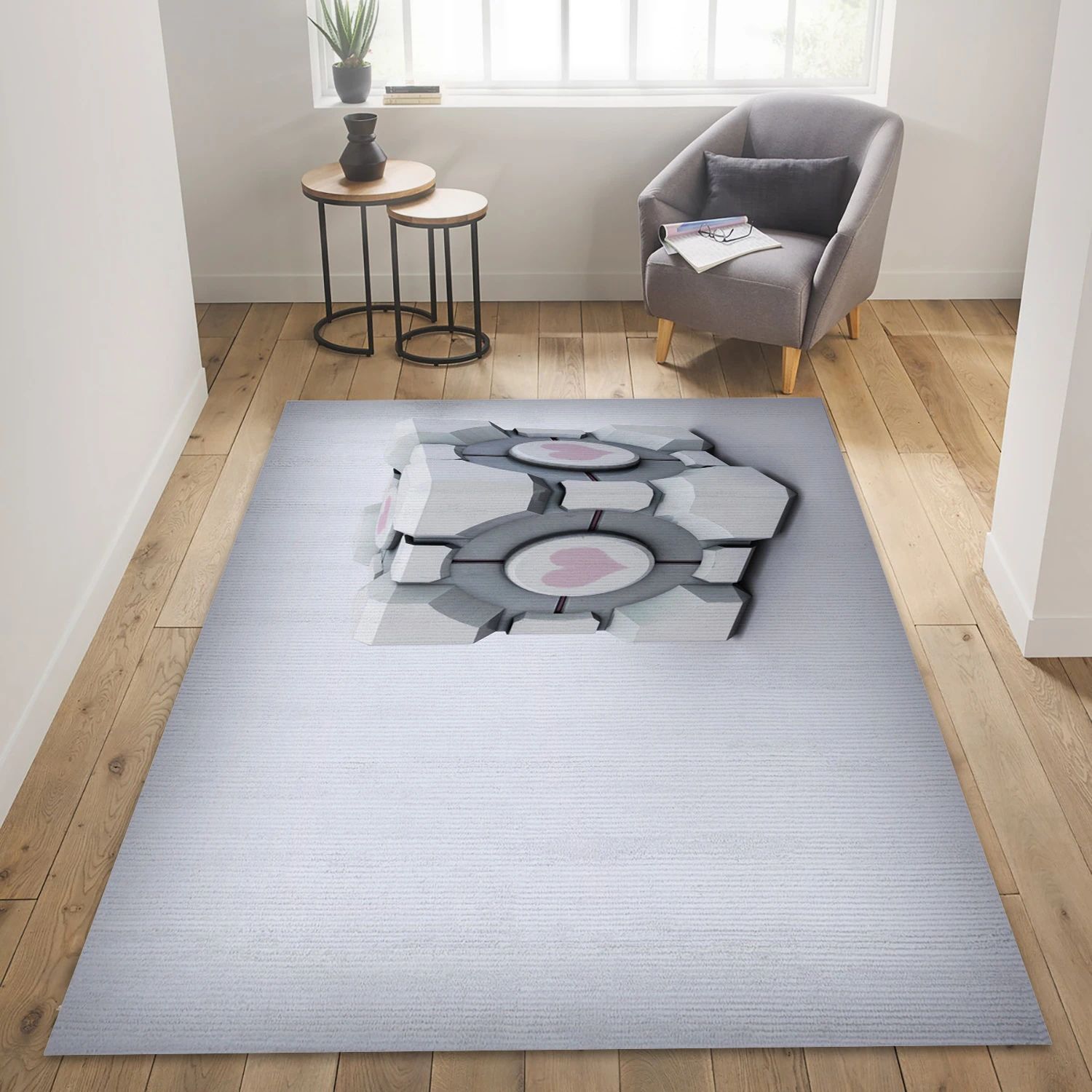 Portal Companion Cube Game Area Rug Carpet