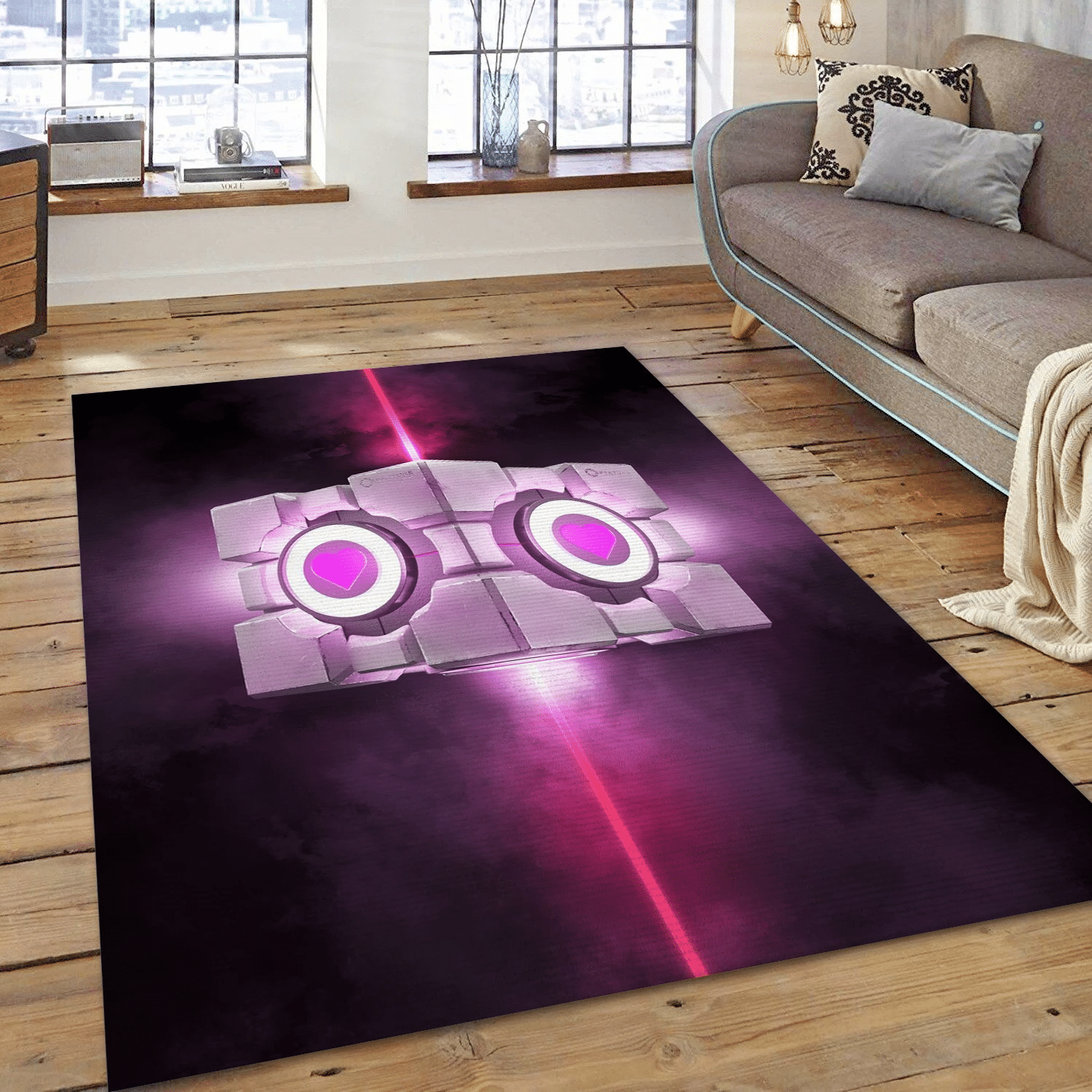 Portal Companion Cube Gaming Area Rug