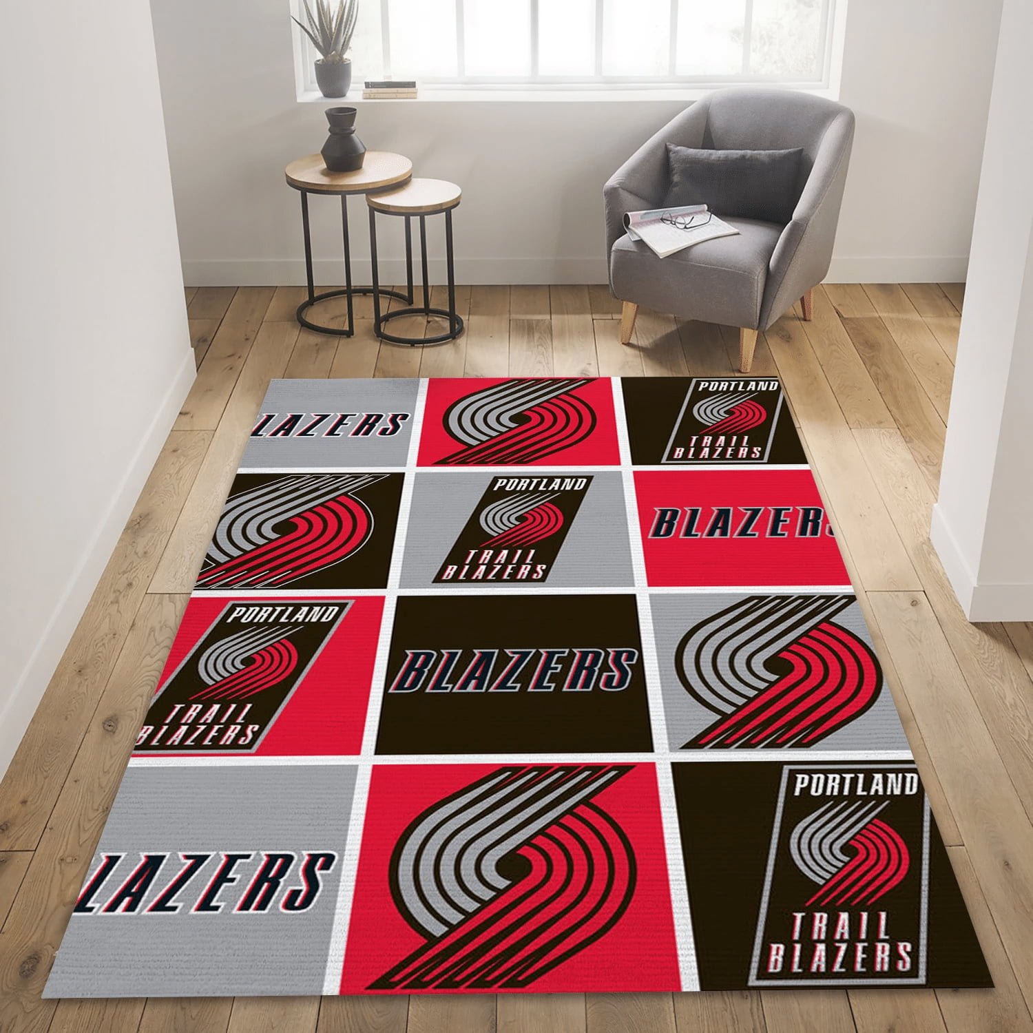 Portland Trailblazers Patterns 1 Team Logos Area Rug