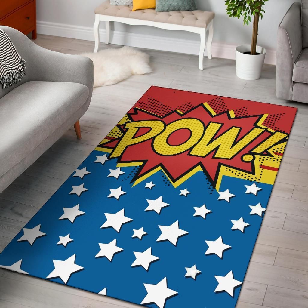 Pow Comic Cartoon Area Rug Chrismas Gift - Indoor Outdoor Rugs