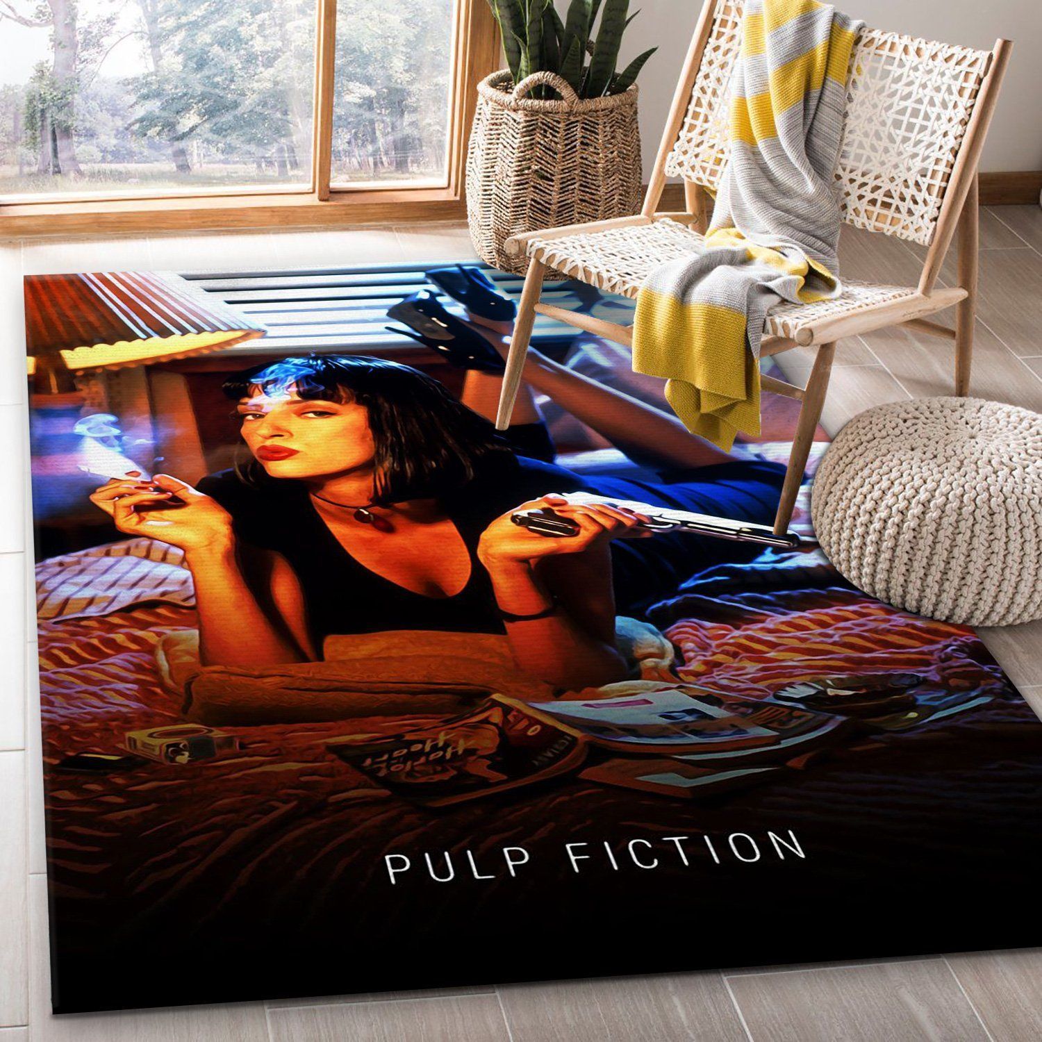 Pulp Fiction Rug Art Painting Movie Rugs Family Gift US Decor - Indoor Outdoor Rugs