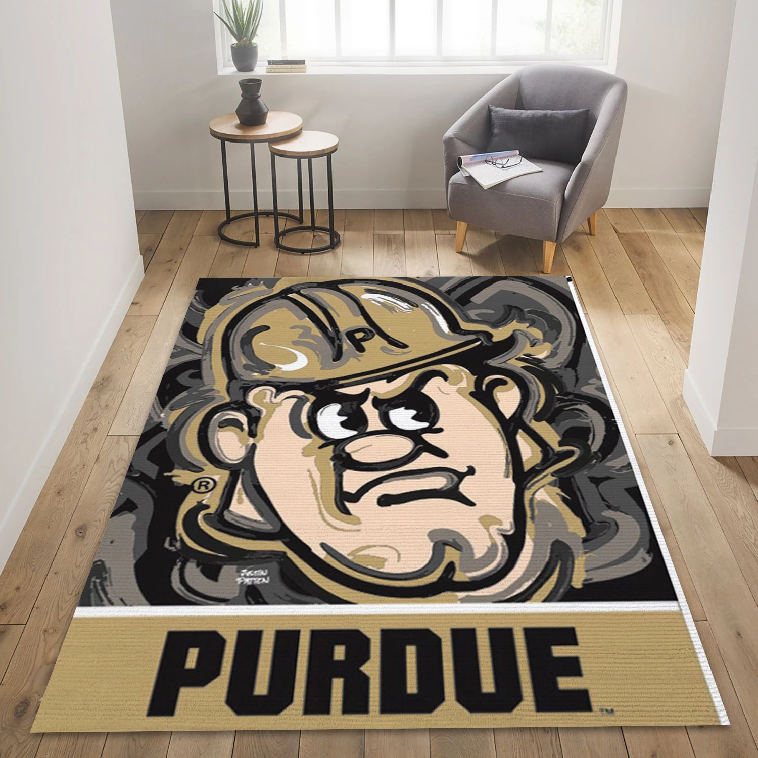 Purdue Boilermakers College Team Area Rug Carpet