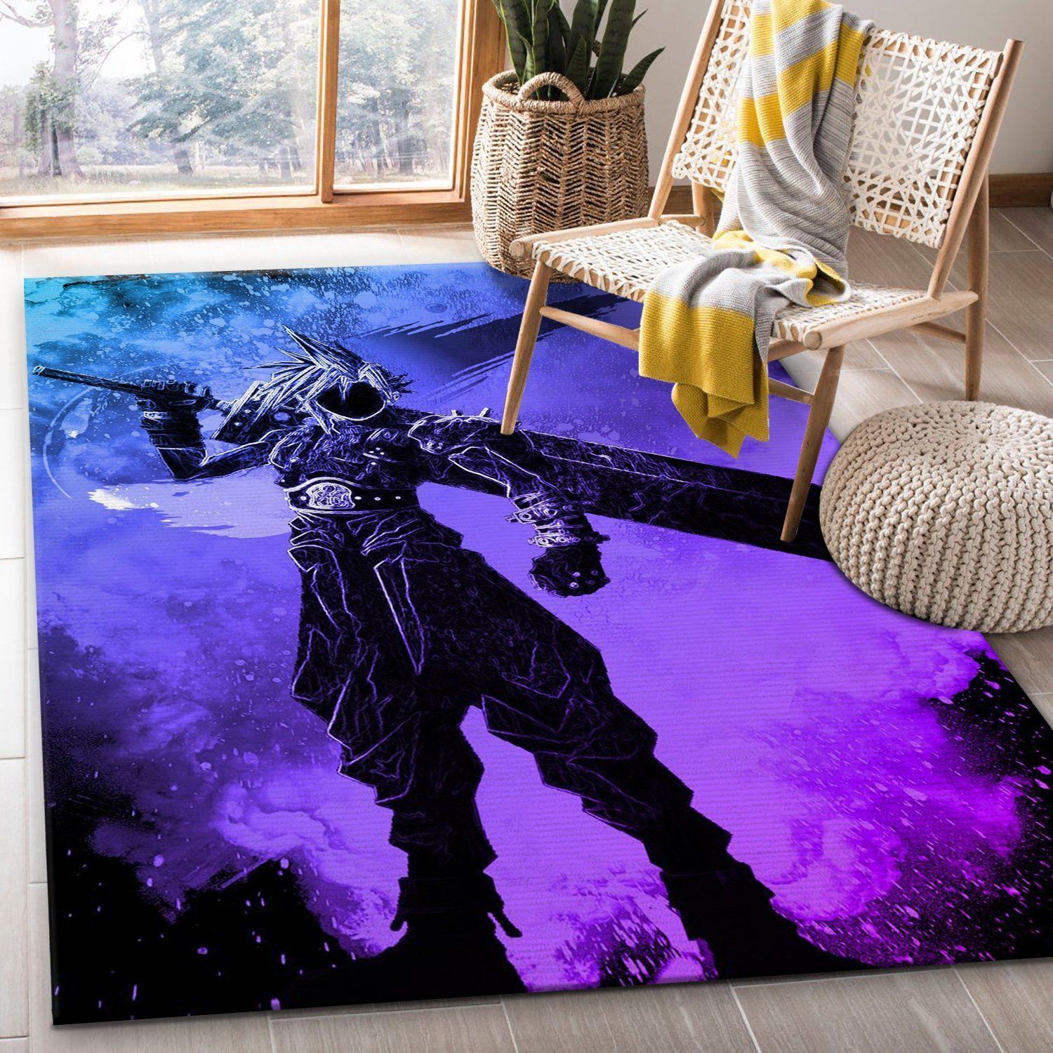 Purple Meteor Anime Hero Area Rug