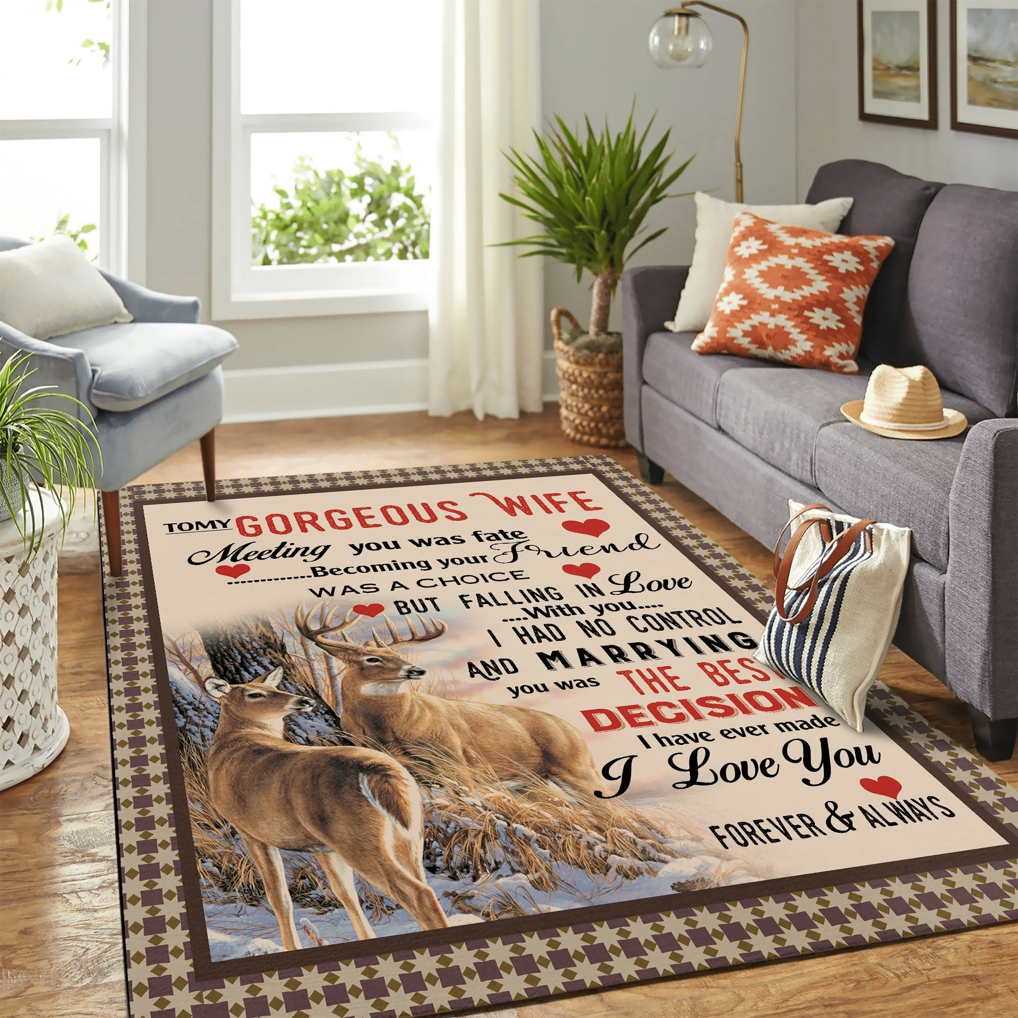 Quilt Deer Copy Mk Carpet Area Rug Chrismas Gift – Indoor Outdoor Rugs