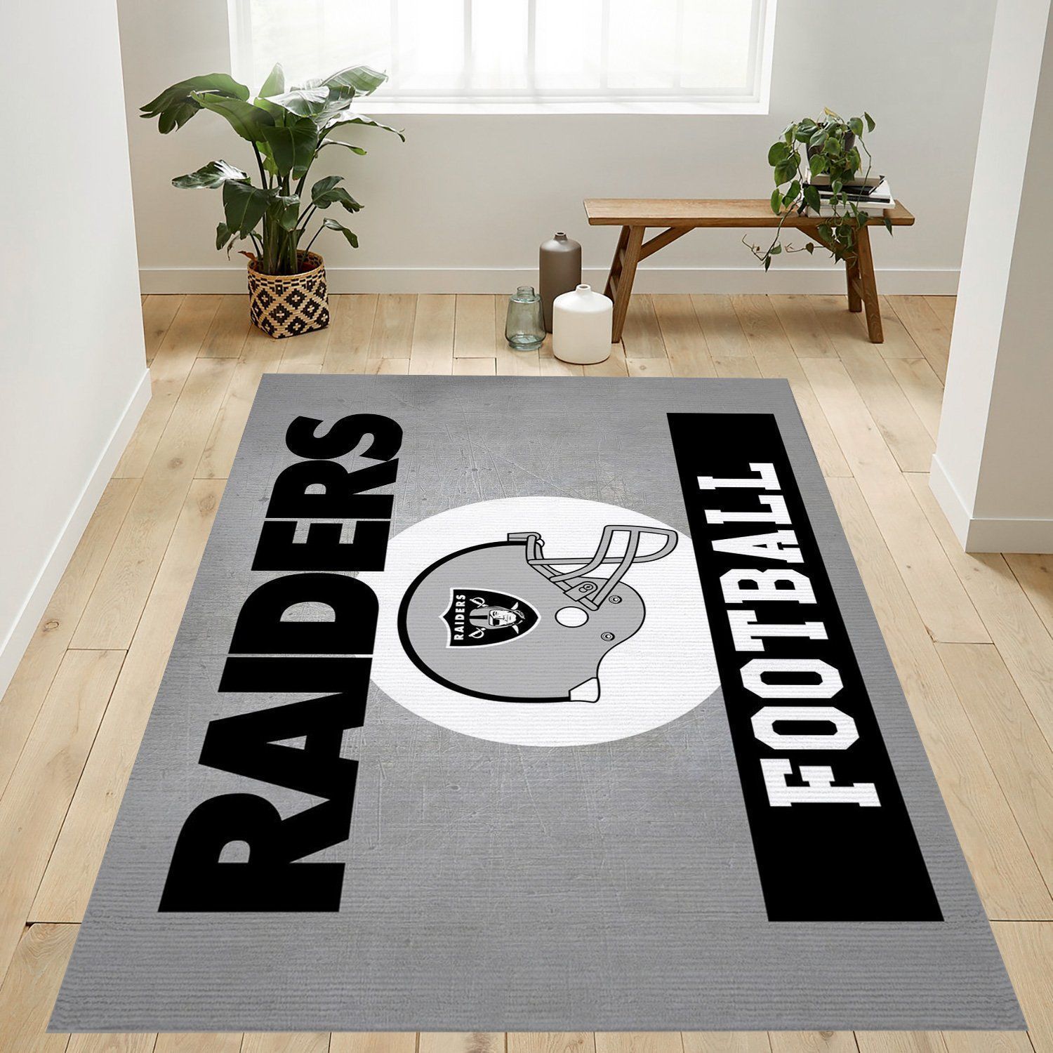 Raiders Football Helmet Nfl Area Rug Living Room Rug US Gift Decor - Indoor Outdoor Rugs