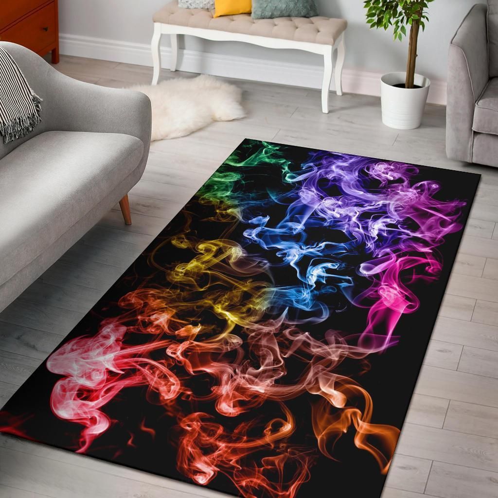 Rainbow Gradient Smokey Area Rug Chrismas Gift - Indoor Outdoor Rugs