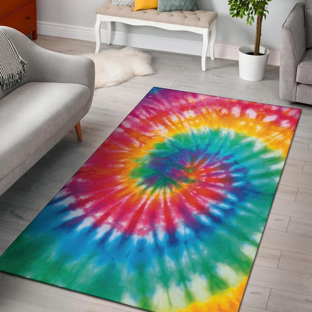 Rainbow Tie Dye Area Rug Chrismas Gift - Indoor Outdoor Rugs