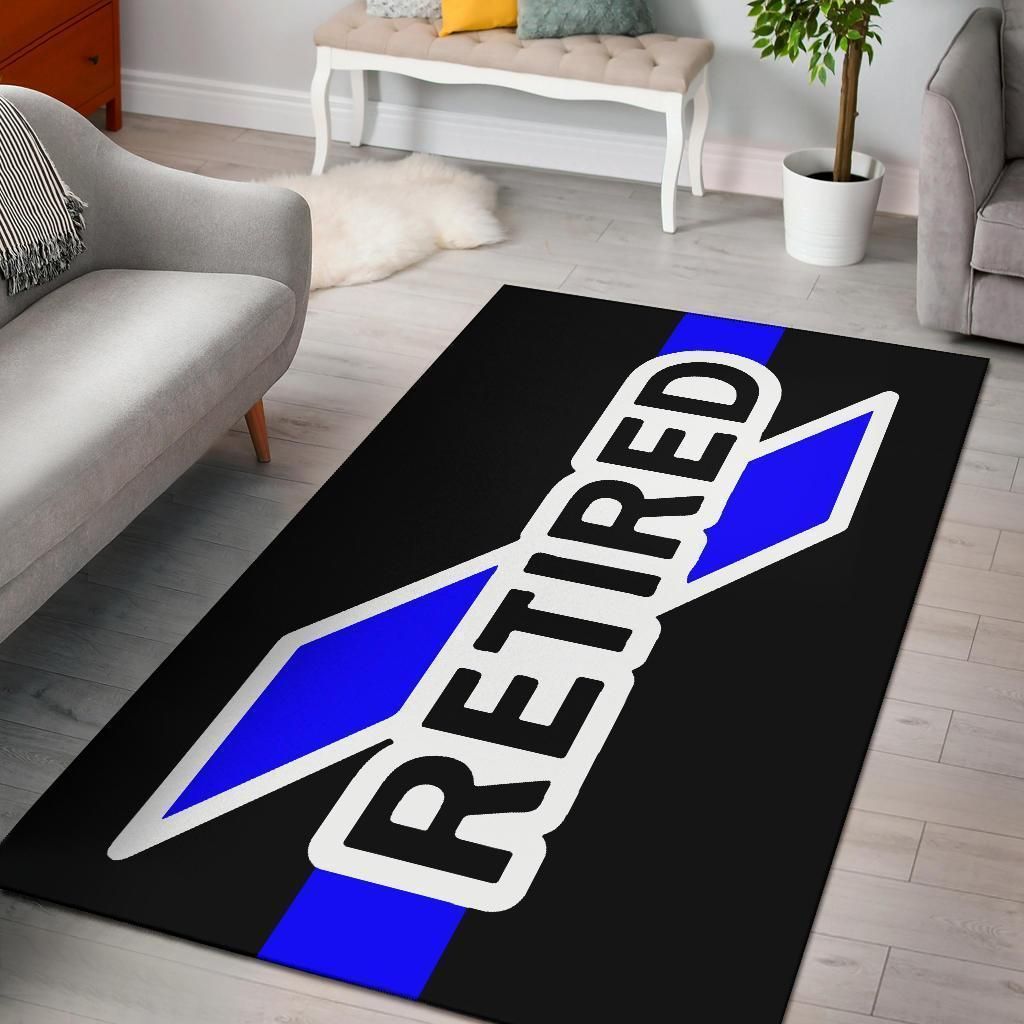 Retired Thin Blue Line Area Rug Chrismas Gift - Indoor Outdoor Rugs