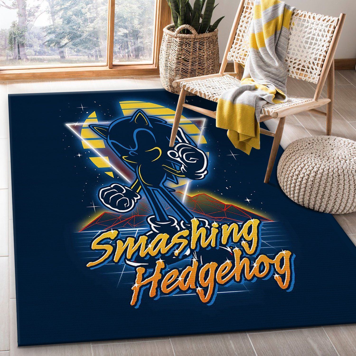 Retro Smashing Hedgehog Area Rug Carpet, Kitchen Rug, Floor Decor - Indoor Outdoor Rugs