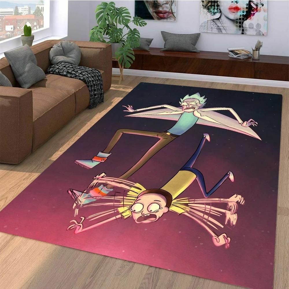 Rick And Morty Falling Area Rug Chrismas Gift - Indoor Outdoor Rugs