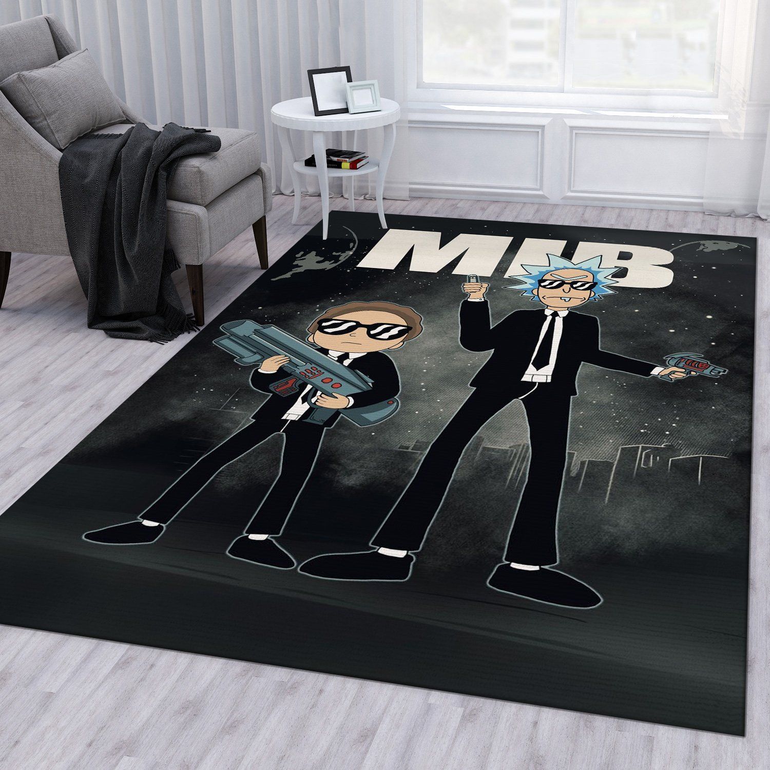 Rick And Morty Mib Noel Gift Rug Bedroom Rug Home Decor Floor Decor - Indoor Outdoor Rugs