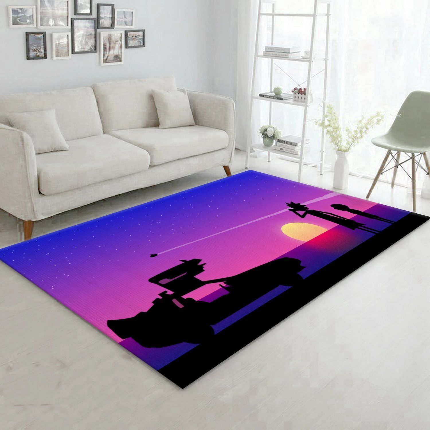 Rick And Morty Sunset Cartoon Area Rug Living Room Rug Home Decor Floor Decor - Indoor Outdoor Rugs