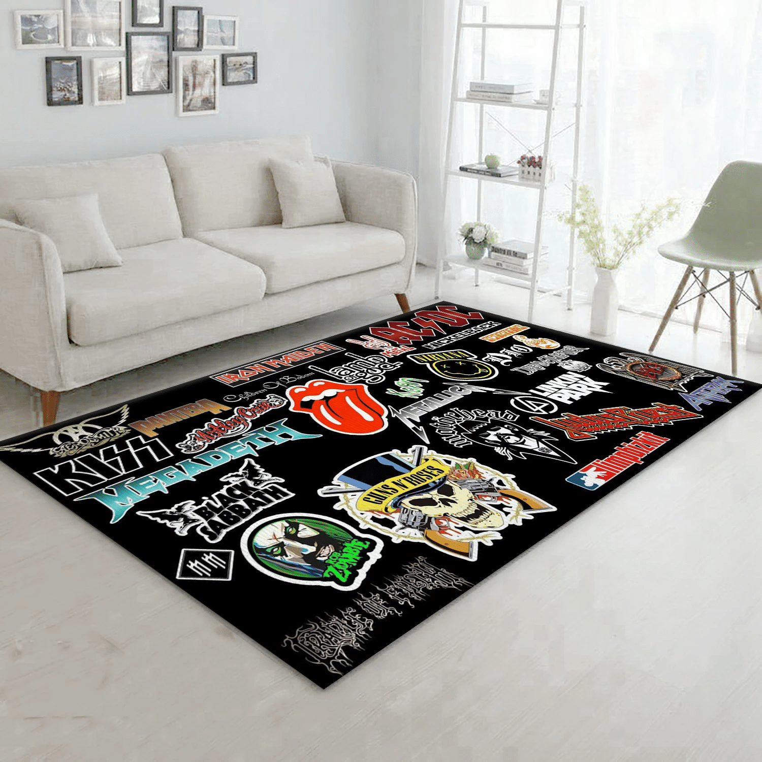 Rock Band Logo 2 Music Area Rug