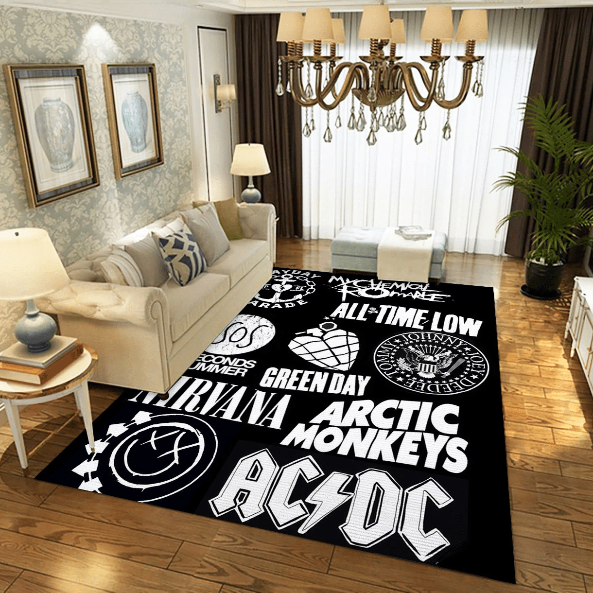 Rock Band Logo Area Rug